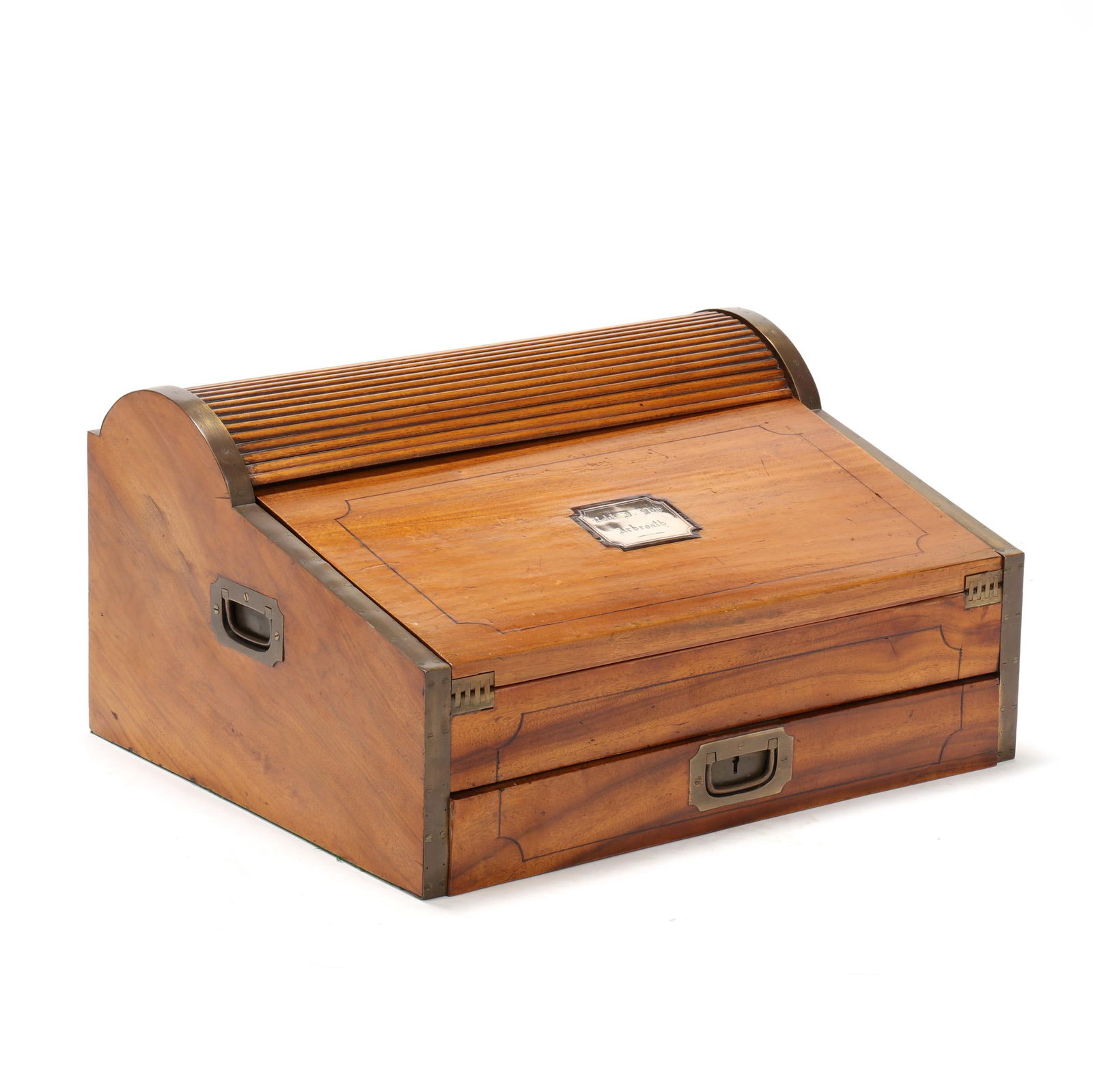 English Inlaid Mahogany Tambour Campaign Lap Desk (1 of 16)