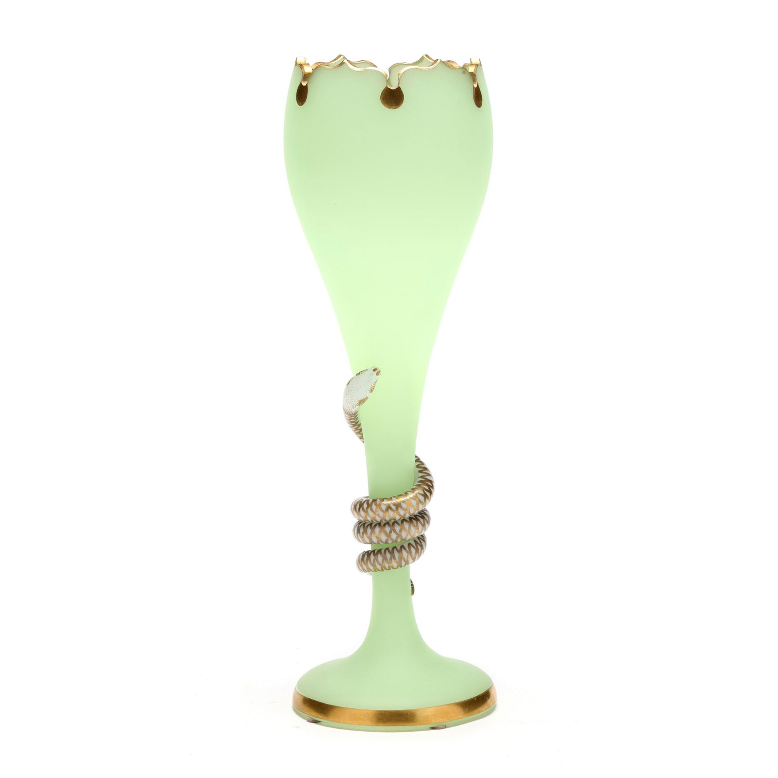 Antique Uranium Glass Snake Wrapped Vase (1 of 7)