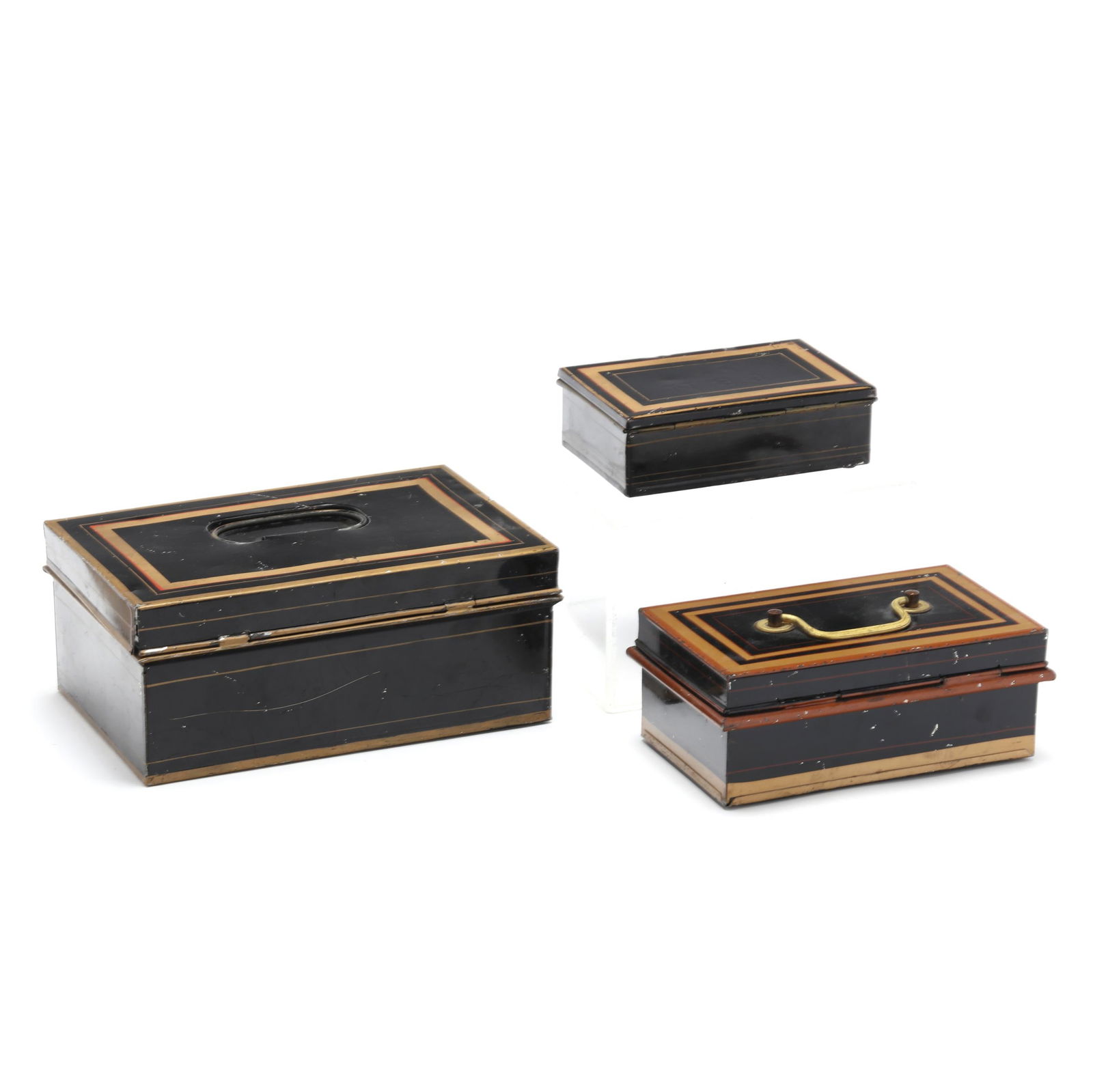 Three Antique Toleware Storage Boxes - 2