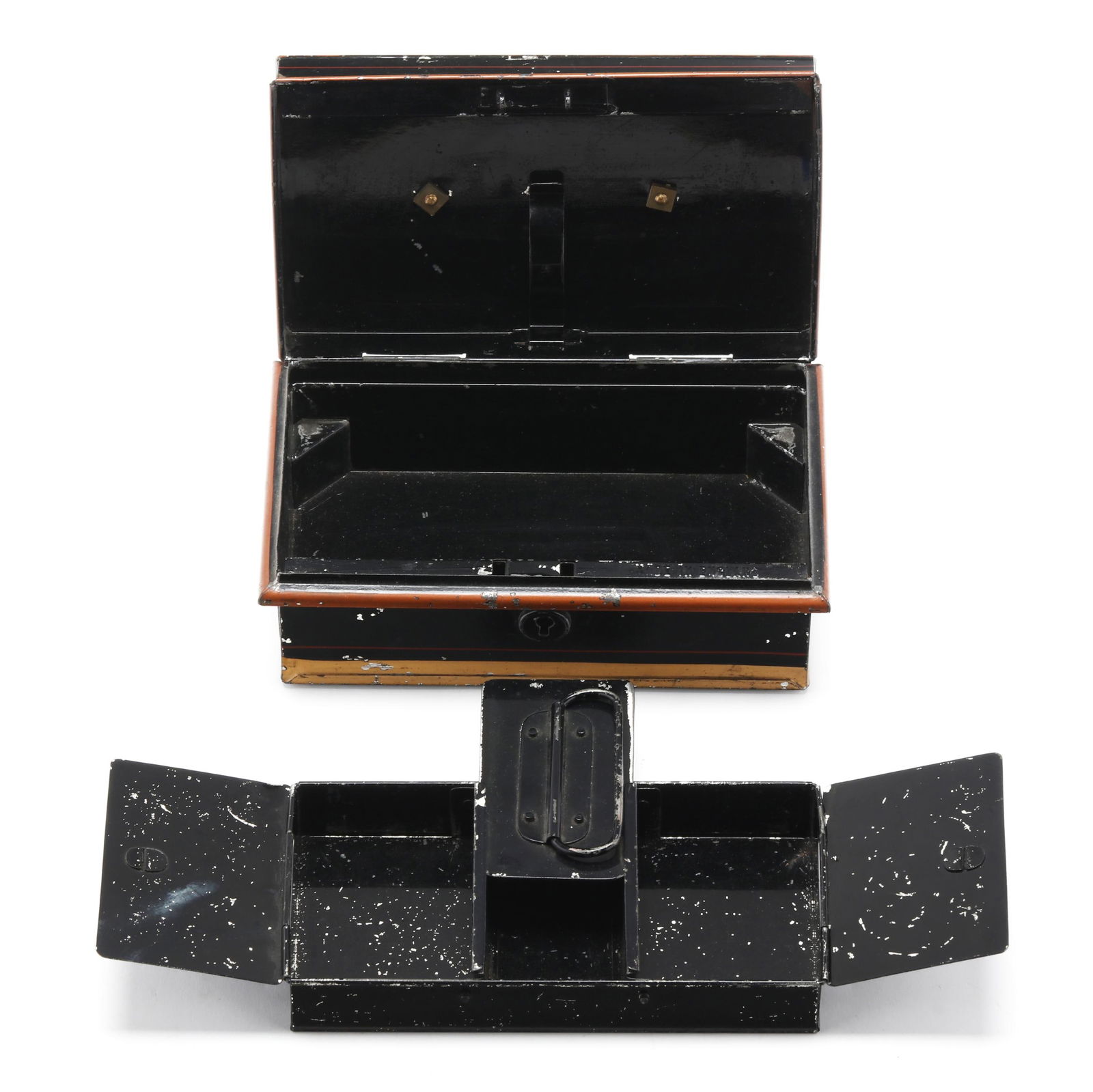 Three Antique Toleware Storage Boxes - 7