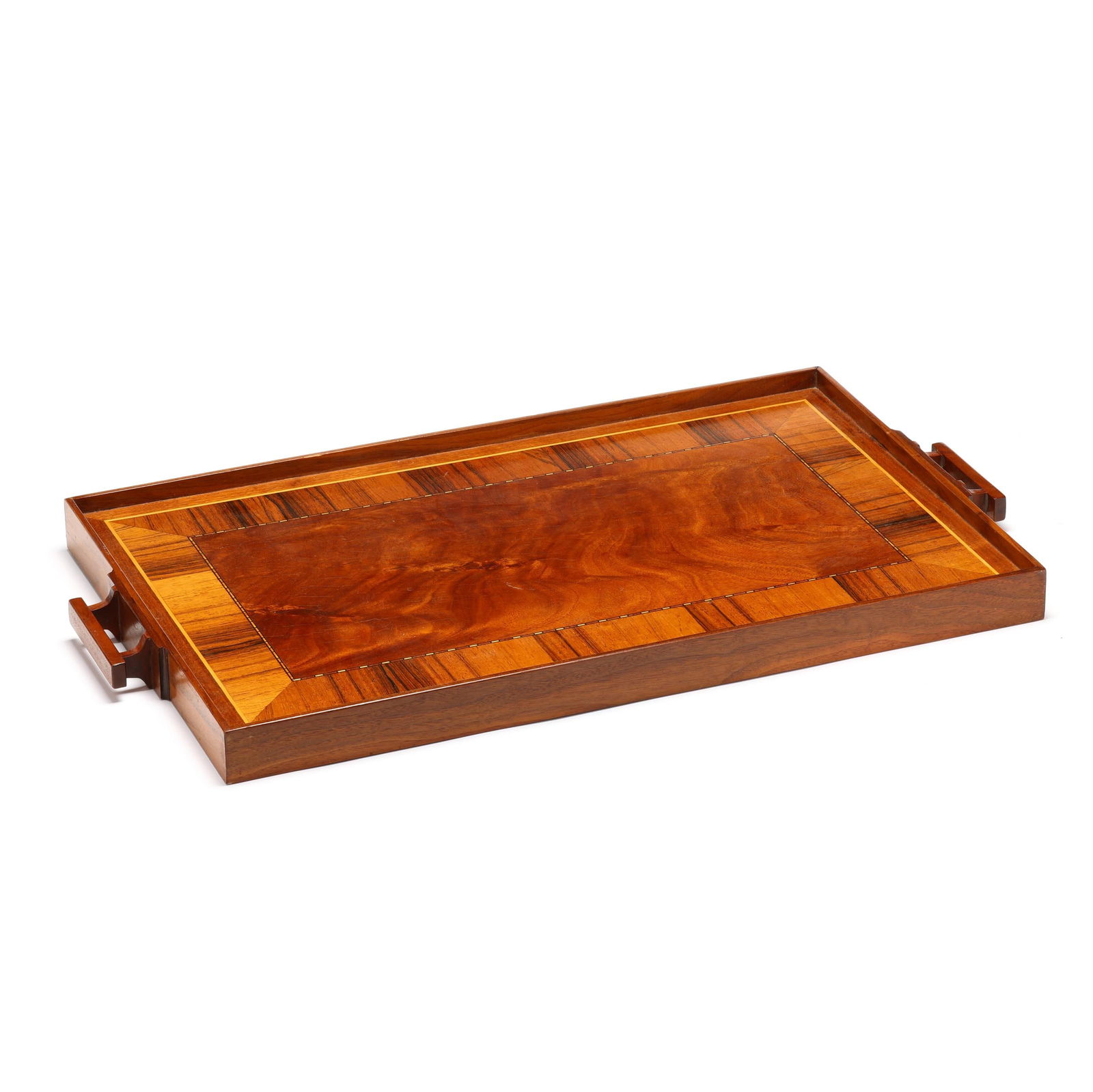 Attributed Willard "Bill" Anderson (NC), Mahogany Inlaid Tray (1 of 6)