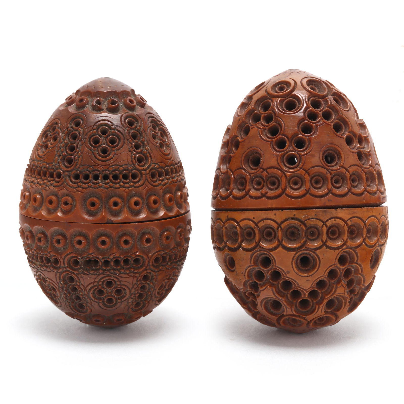 Two Coquilla Nut Egg Shaped Pomander Boxes (1 of 5)