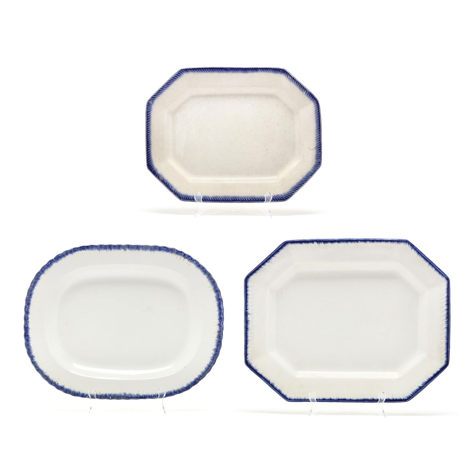 Three Blue Feather Edge Platters (1 of 8)