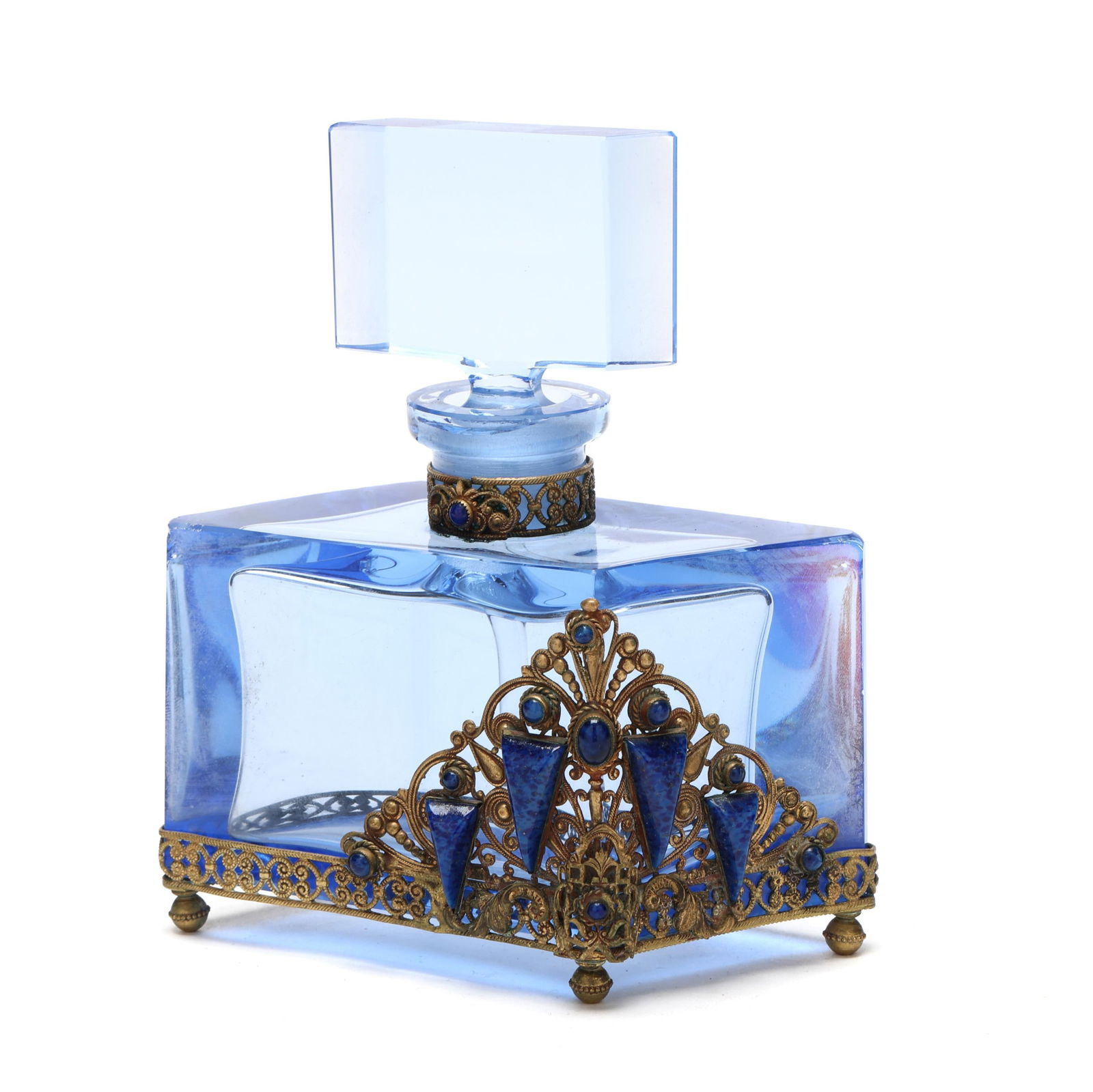 Vintage Czech Jeweled Glass Perfume Bottle (1 of 7)