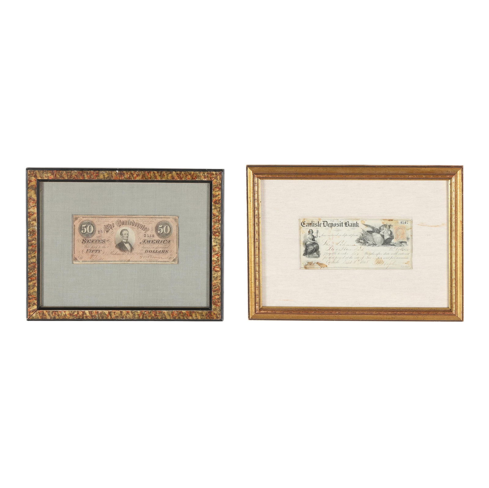 Two Framed 19th-Century Banknotes (1 of 8)