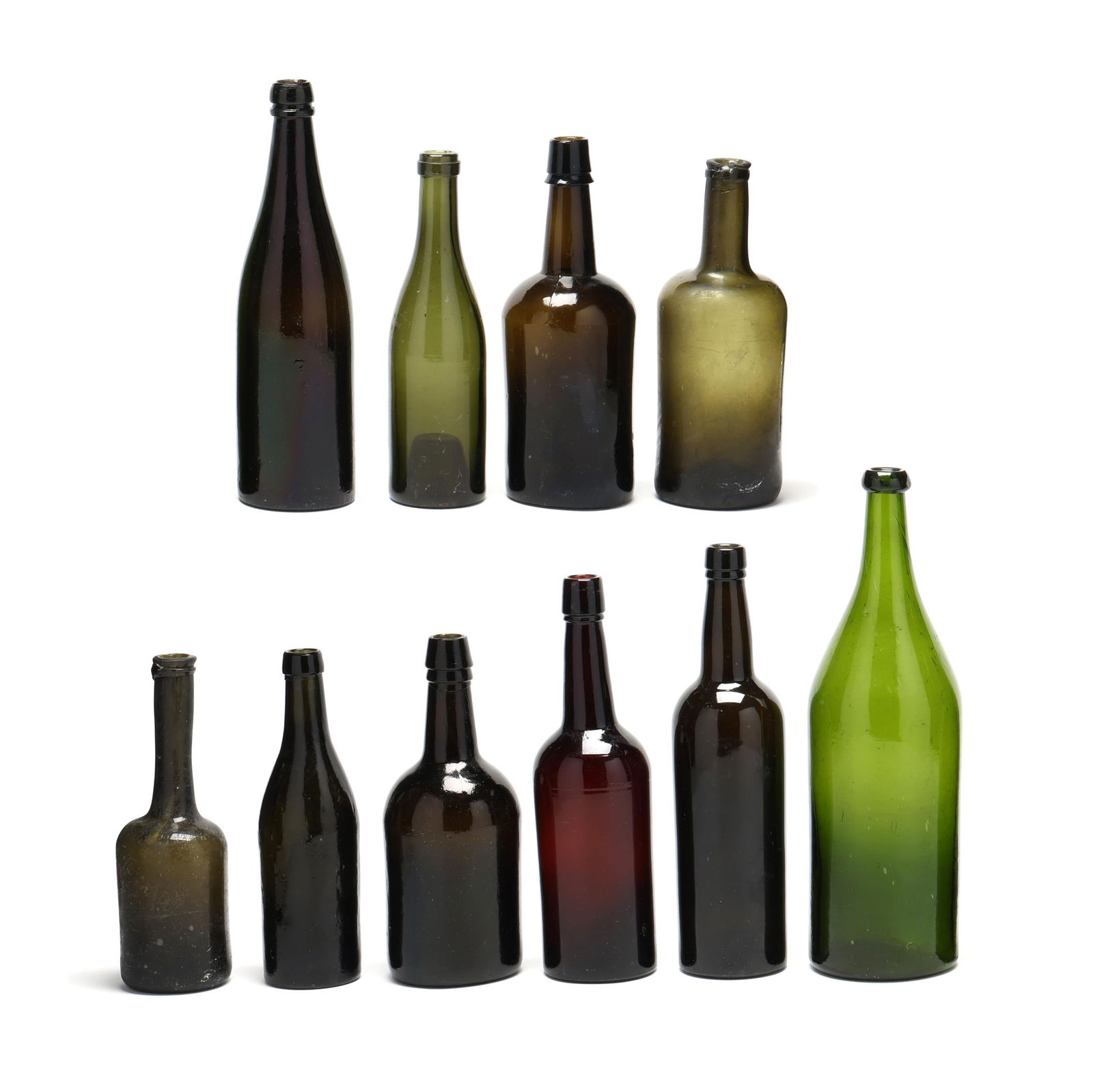 Ten Antique Glass Wine and Ale Bottles (1 of 6)