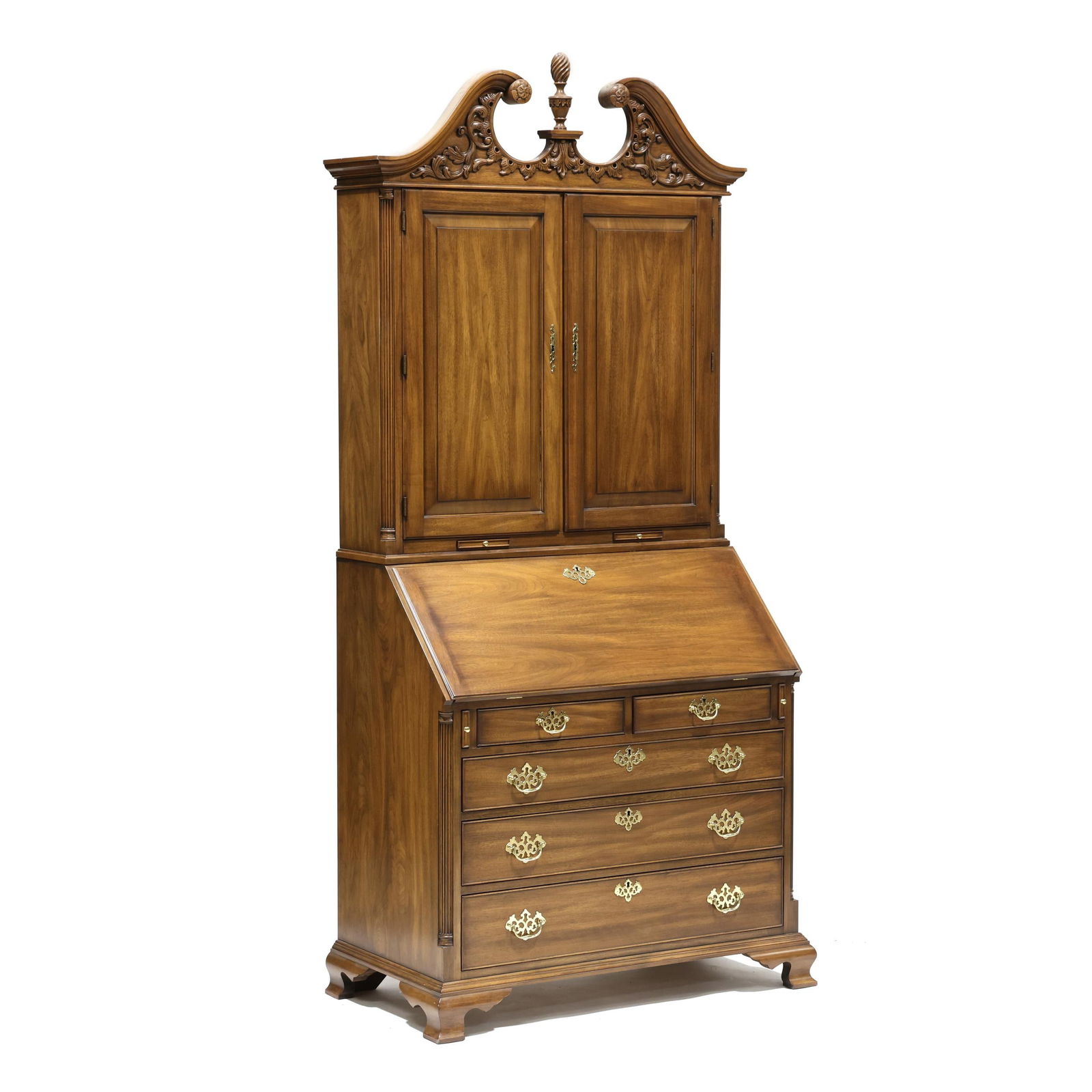 Henkel Harris, Chippendale Style Carved Walnut Desk and Bookcase (1 of 15)