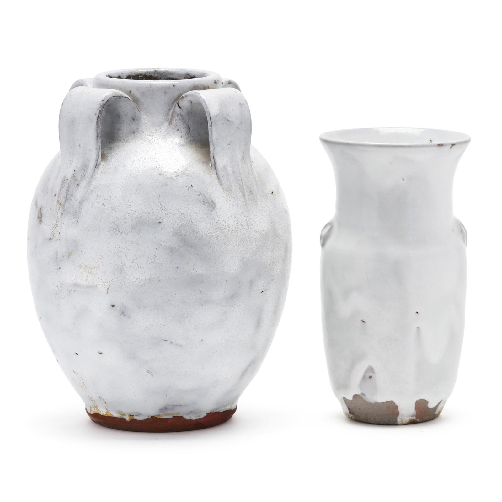 Jugtown Pottery (Seagrove, NC), Two White Glazed Pottery Vases (1 of 7)