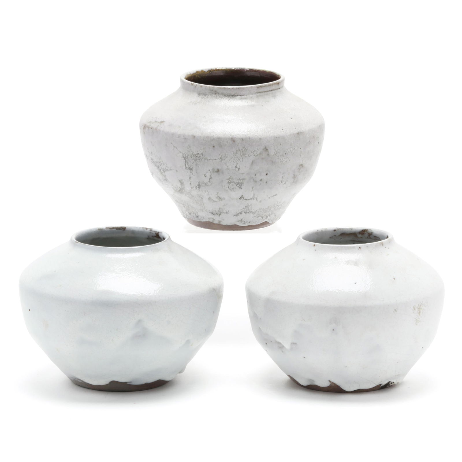 Jugtown Pottery (Seagrove, NC), Three White Glazed Shoulder Vases (1 of 7)