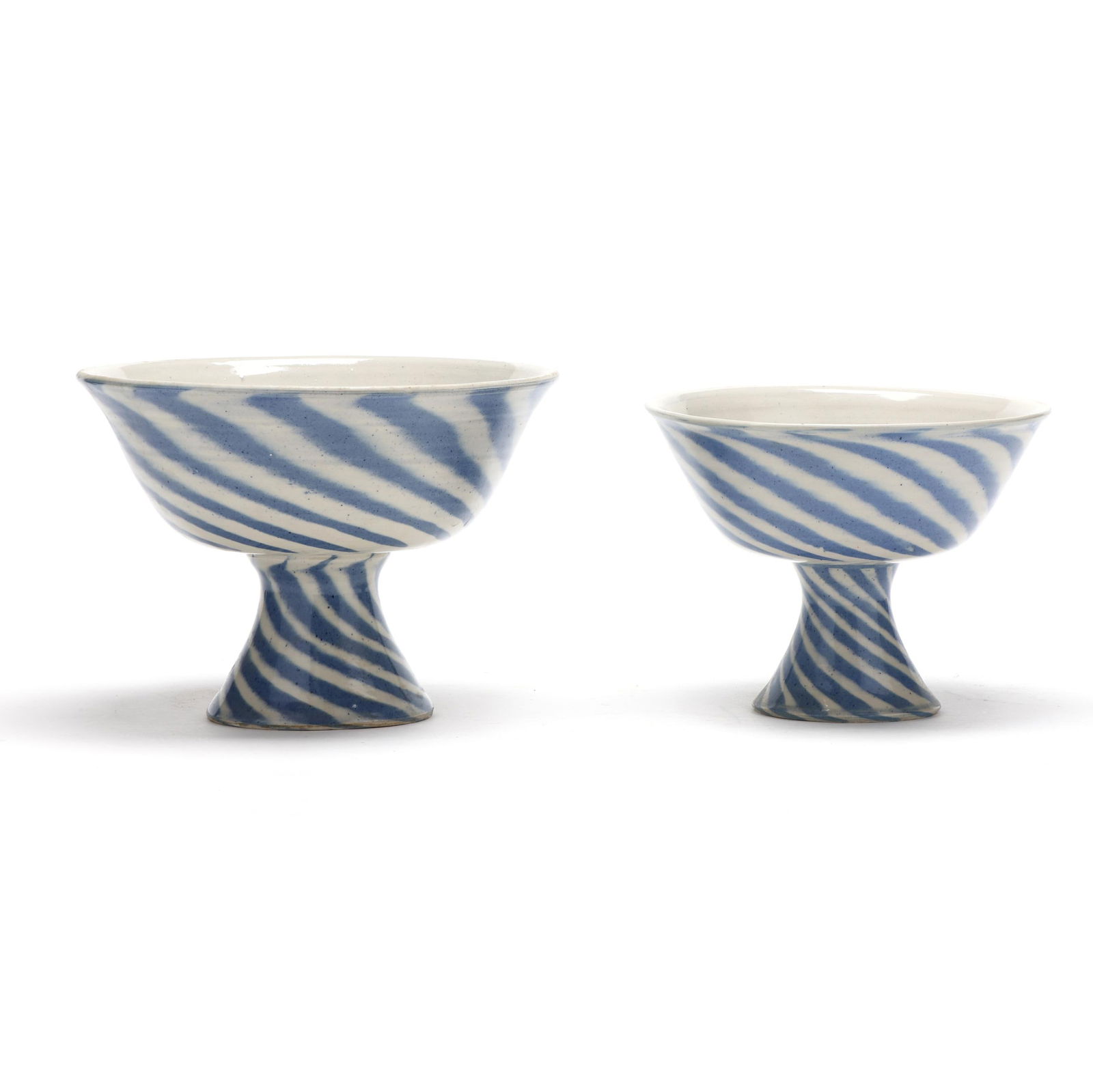 Charles Lisk (Vale, NC, b. 1952), Two Swirl Pottery Footed Bowls (1 of 6)