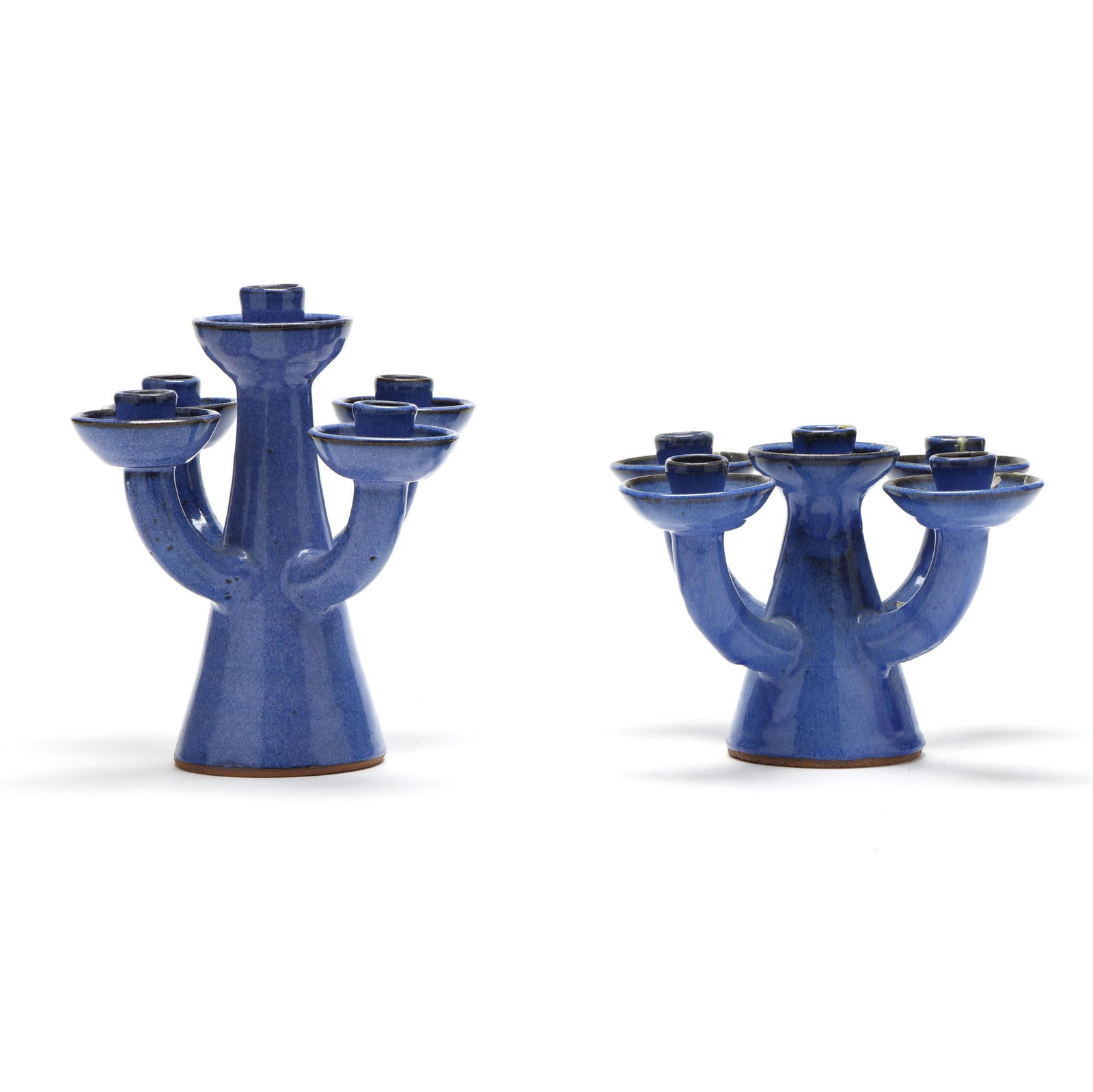 Charles Lisk (Vale, NC, b. 1952), Two Blue Pottery Candelabras (1 of 8)