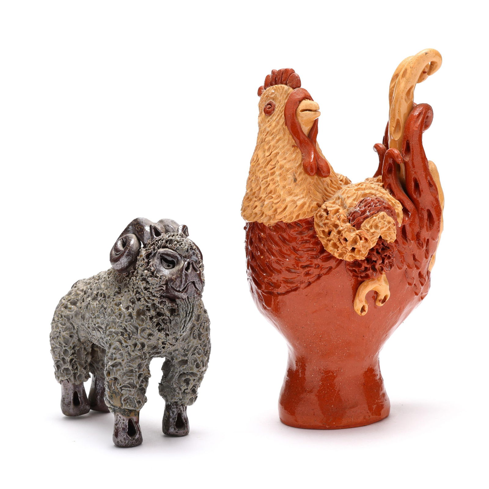 Billy Ray Hussey (Robbins, NC, b. 1955), Two Pottery Animals (1 of 9)