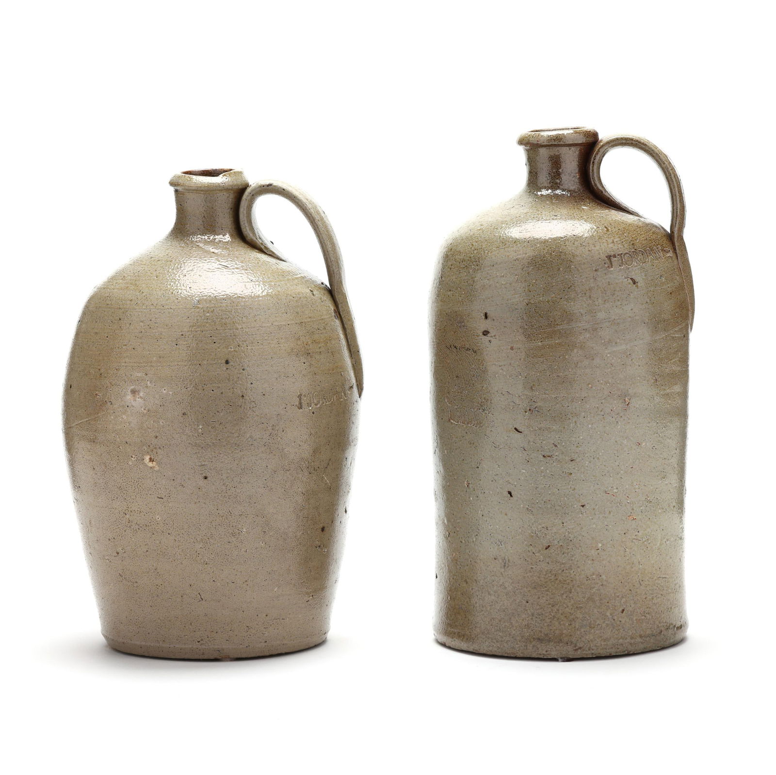 Jesse Jordan (1827-1896, Randolph County, NC), Two Stoneware Jugs (1 of 10)