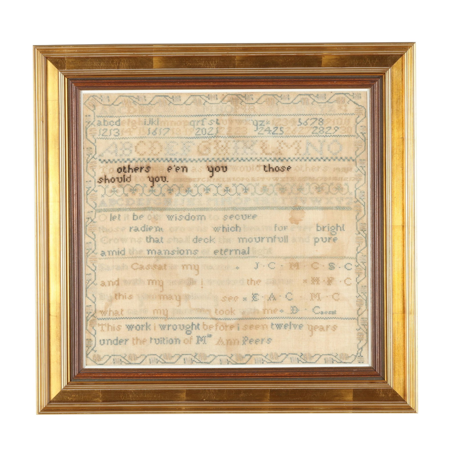 Sarah Cassat's Needlework Sampler, Instructed by Ann Peers, Pennsylvania (1 of 6)