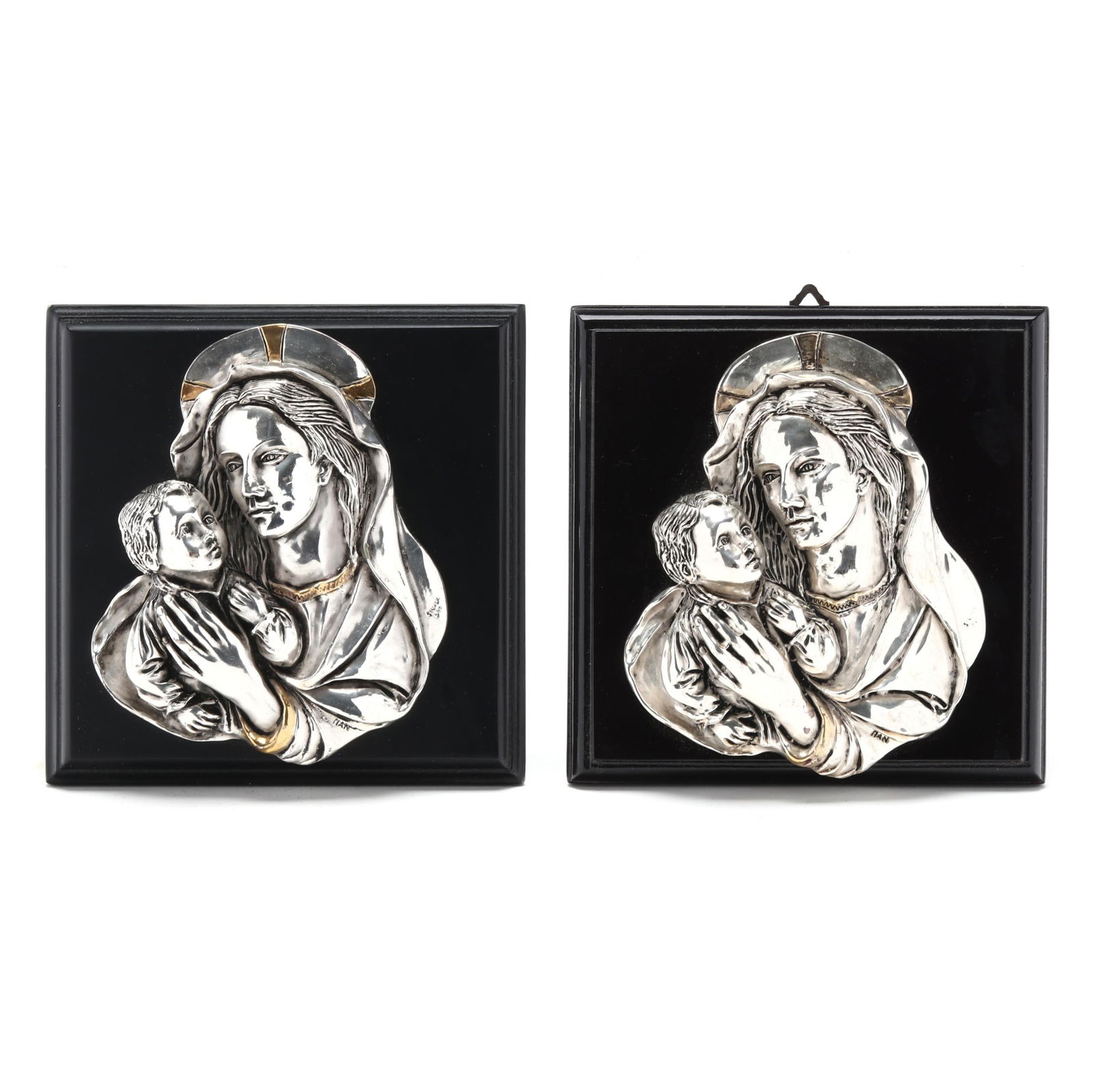 Two Silver Madonna and Child Icon Plaques (1 of 5)