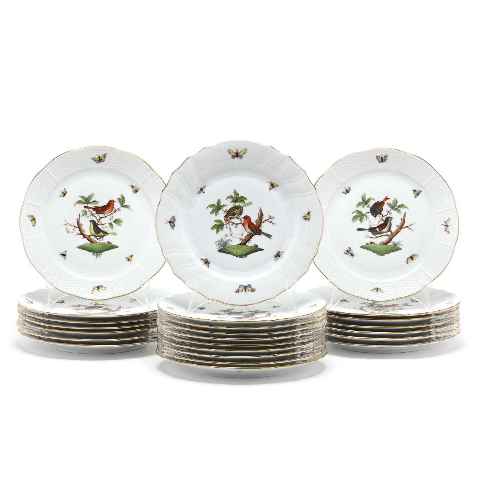 Herend, (24) Rothschild Bird Porcelain Dinner Plates (1 of 6)