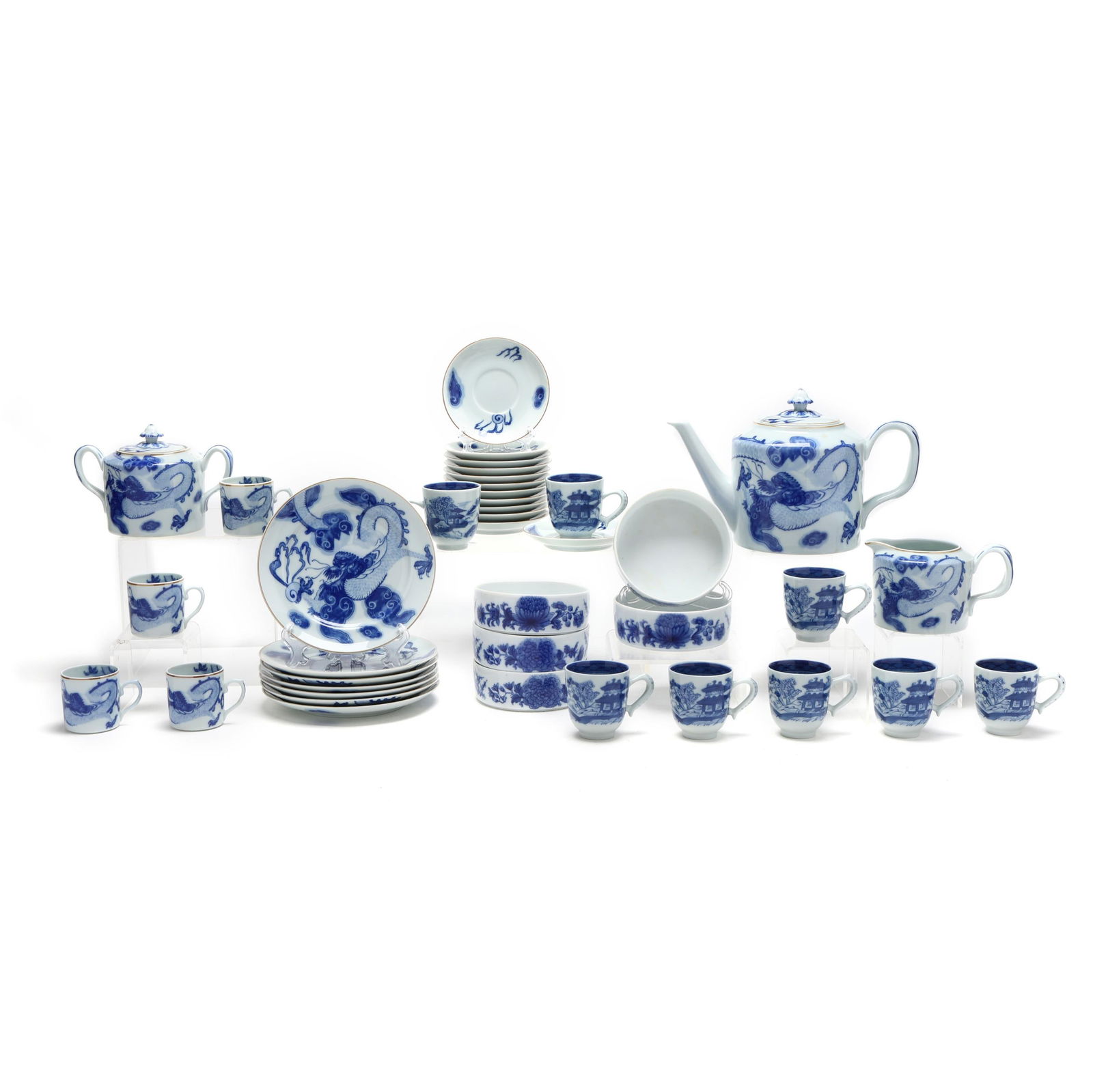 Mottahedeh, A Group of Blue and White Patterned China, Some for Tiffany & Co.: Mottahedeh, A Group of Blue and White Patterned China, Some for Tiffany & Co.made in Portugal, late 20th century, (39) total pieces including (26) pieces in Blue Dragon Pattern for Tiffany & Co.: (7)