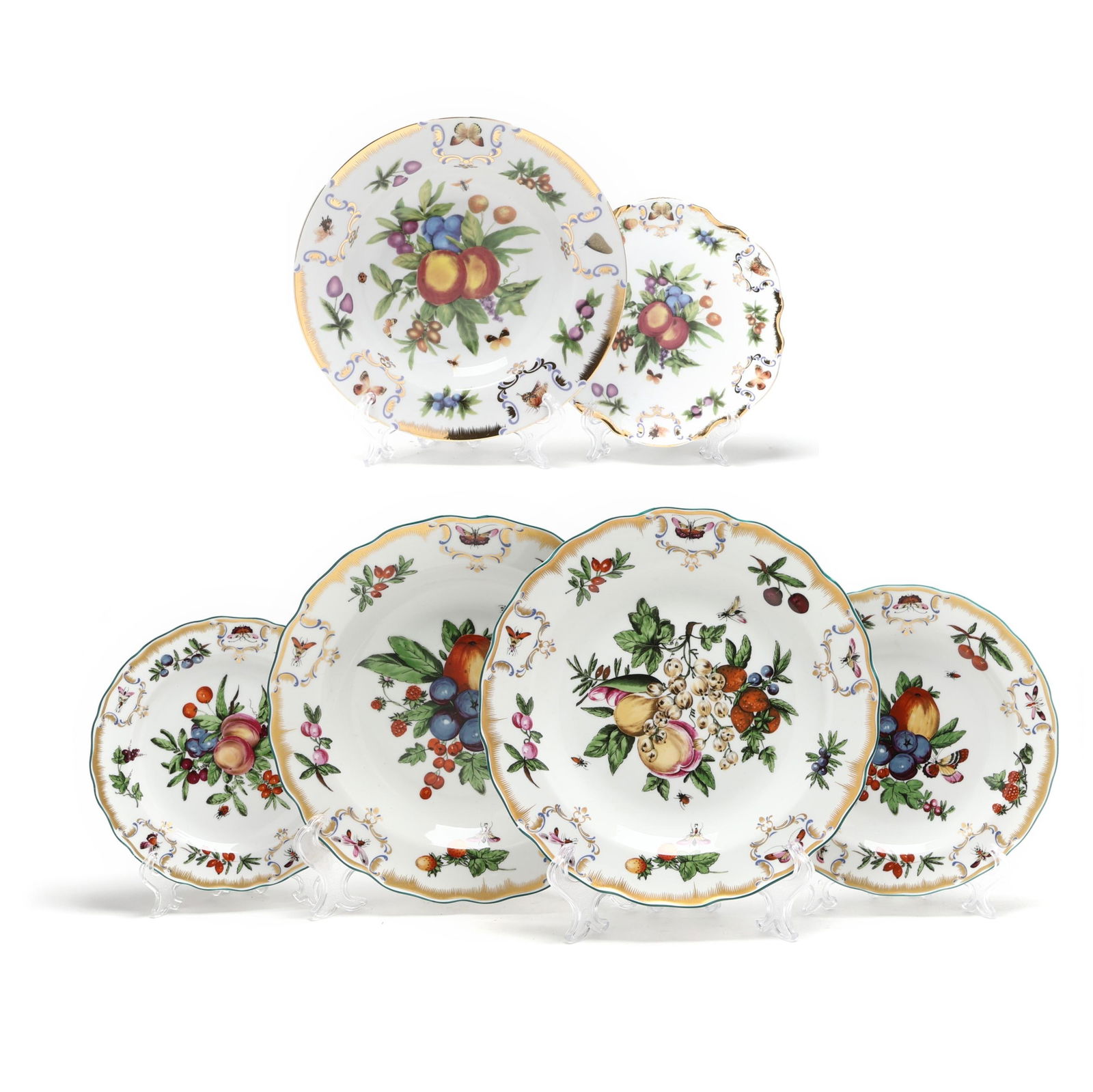 A Large Group of China Decorated with Fruits and Insects, Including Mottahedeh (1 of 6)