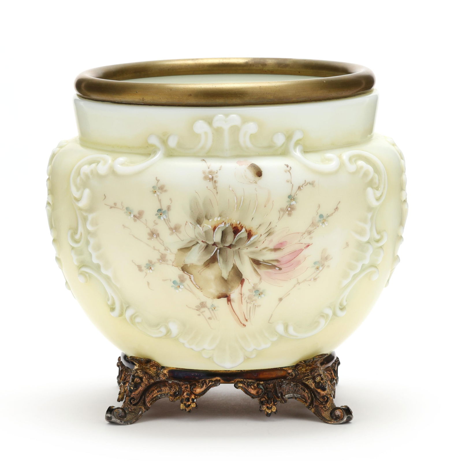 Attributed Wavecrest, Enameled Glass Cachepot (1 of 6)