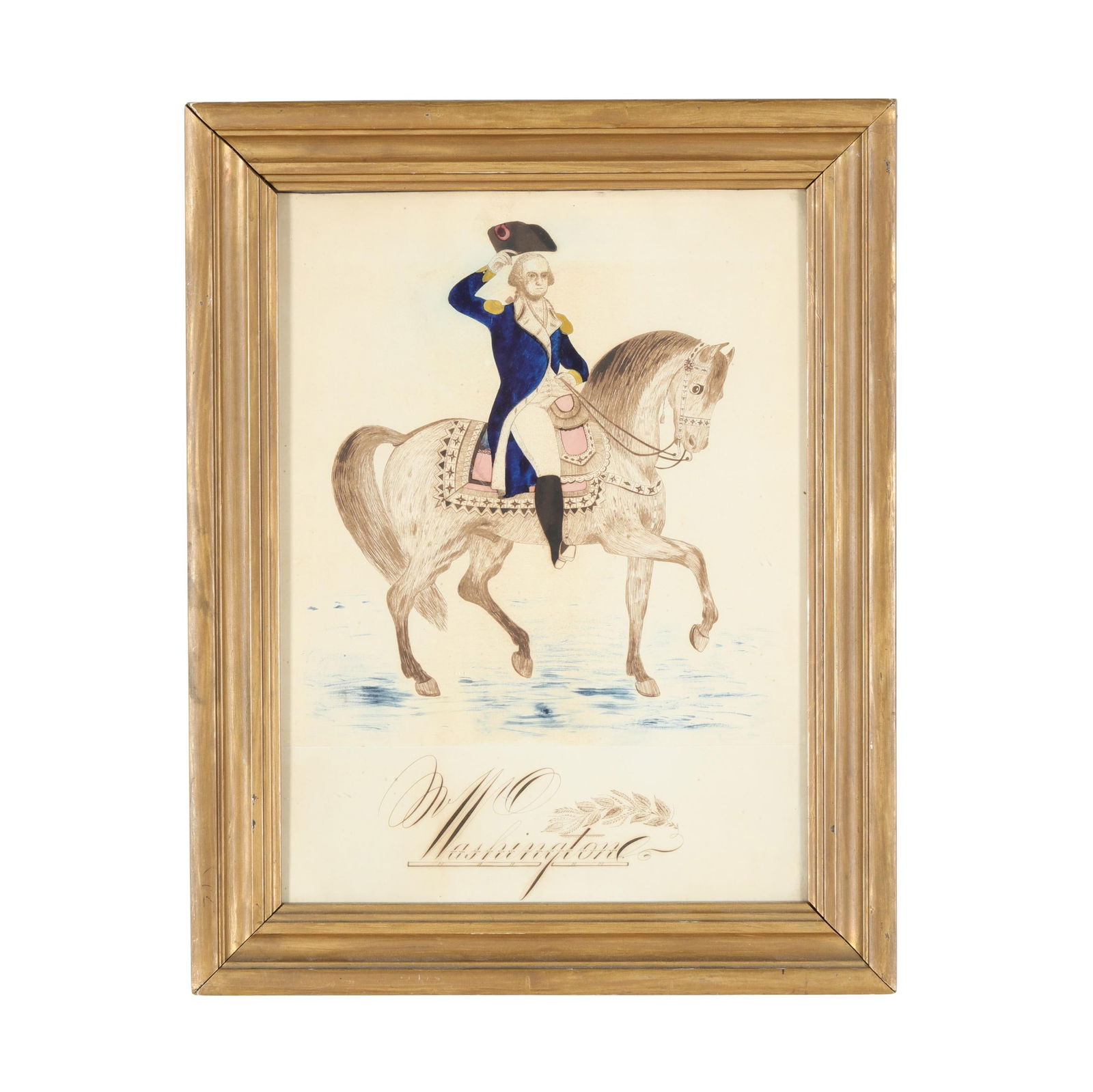 Antique American Penwork of George Washington on Horseback (1 of 5)