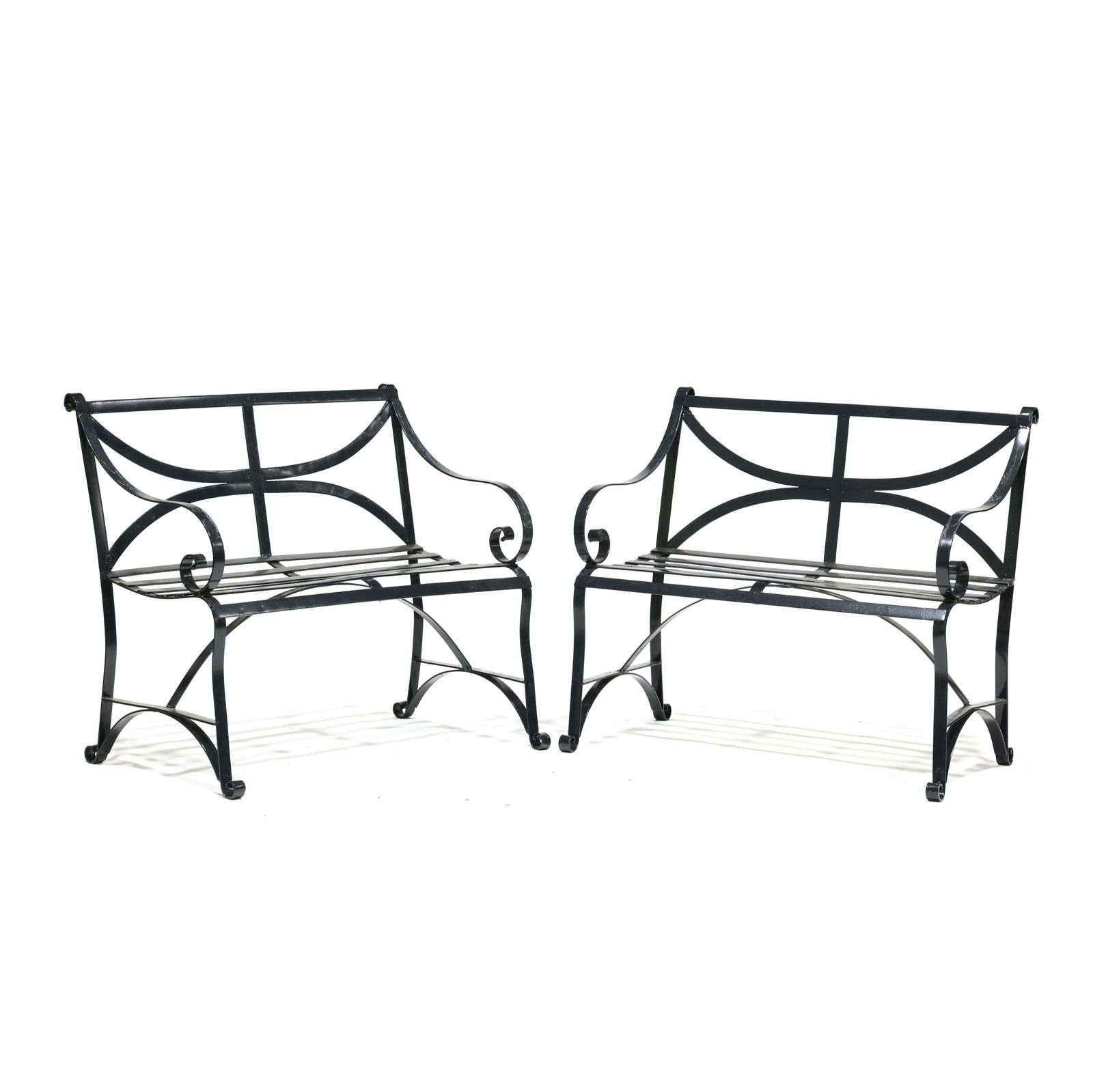 Pair of Painted Iron Garden Benches (1 of 6)