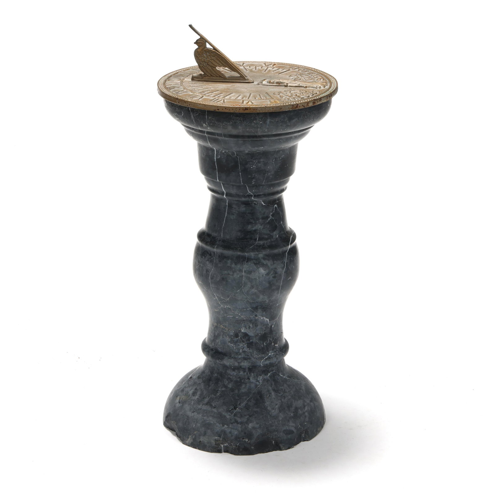 Brass Mounted Marble Pedestal Garden Sundial (1 of 8)