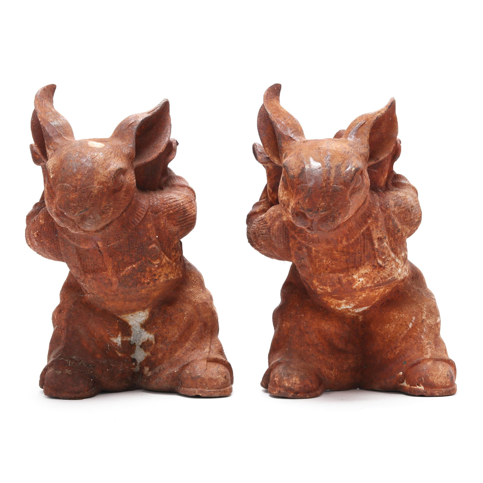 Pair of Cast Lead Bunny Garden Planters (1 of 6)