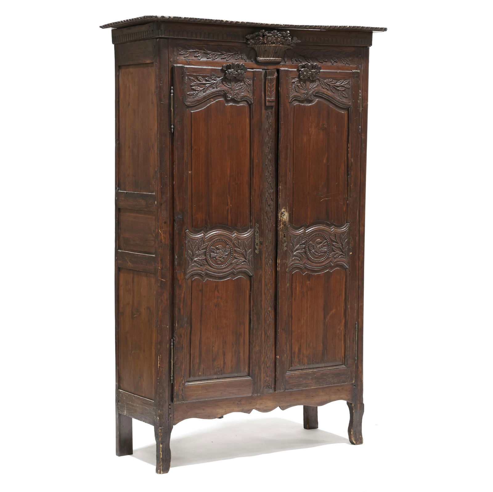 French Provincial Carved Pine Armoire (1 of 9)