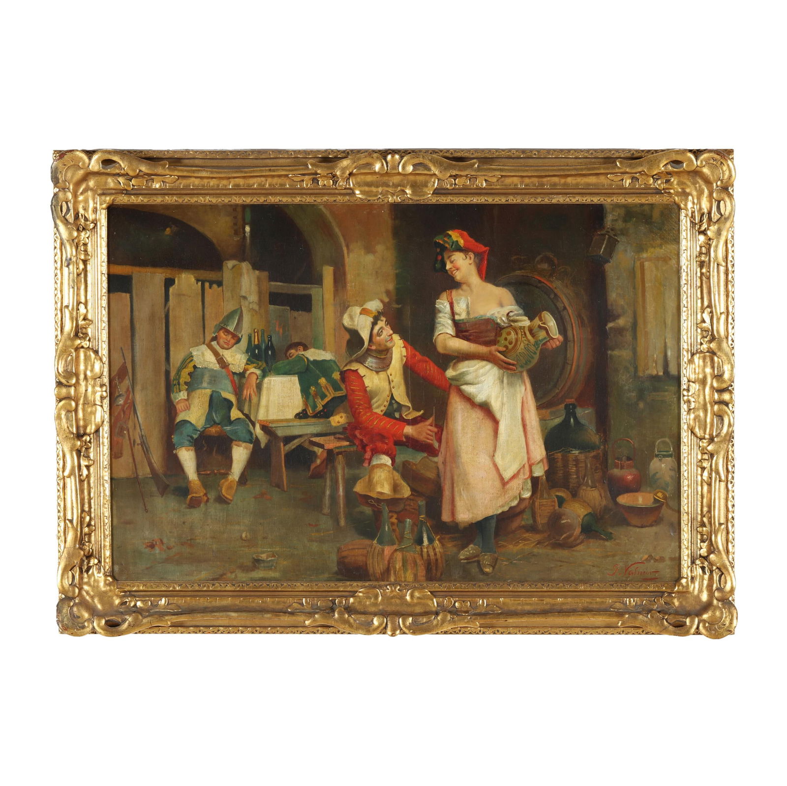G. Valnius (Italian, Late 19th Century), Tavern Scene (1 of 5)