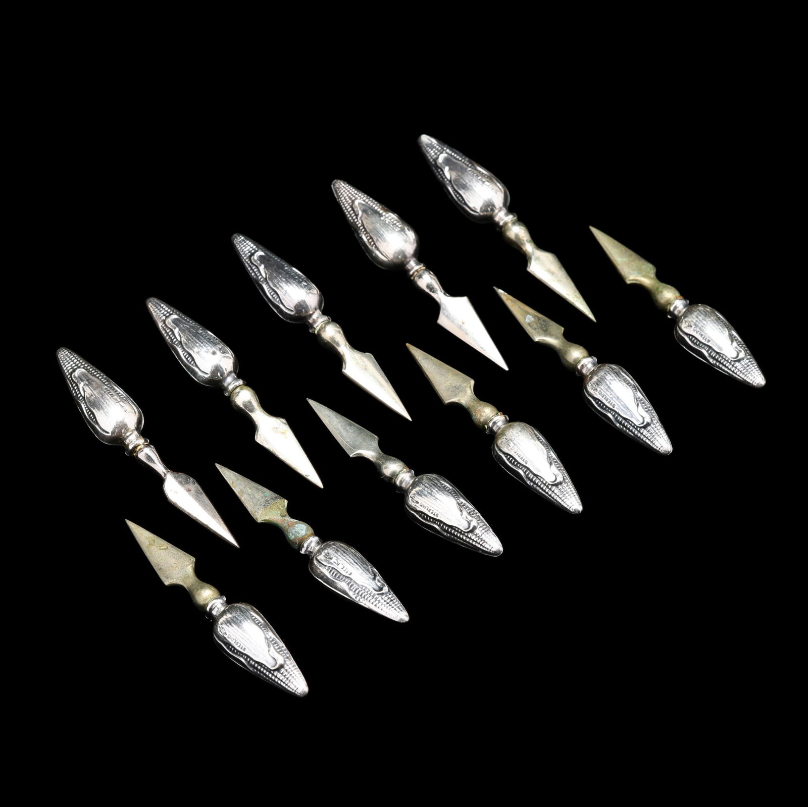 Eleven Sterling Silver Corn Cob Holders (1 of 3)