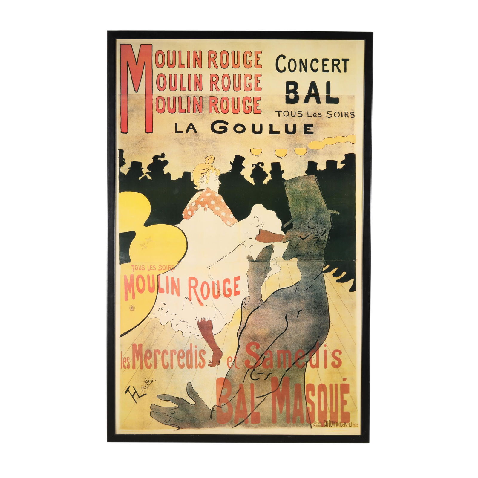 Large Framed Decorative Poster after Toulouse-Lautrec's Moulin Rouge, Concert Bal, La Goulue (1 of 6)