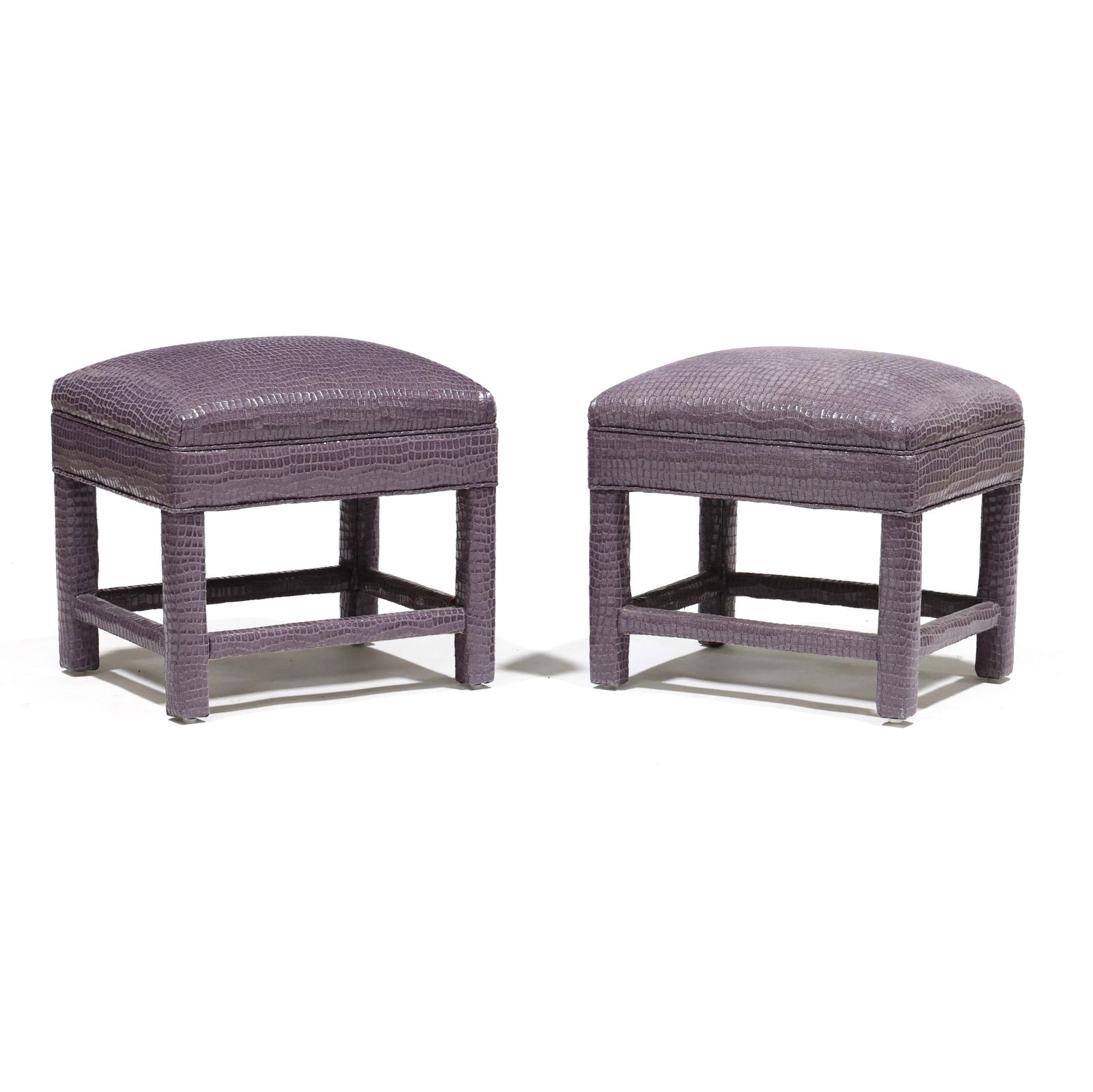 Pair of Parsons Style Over Upholstered Stools (1 of 6)