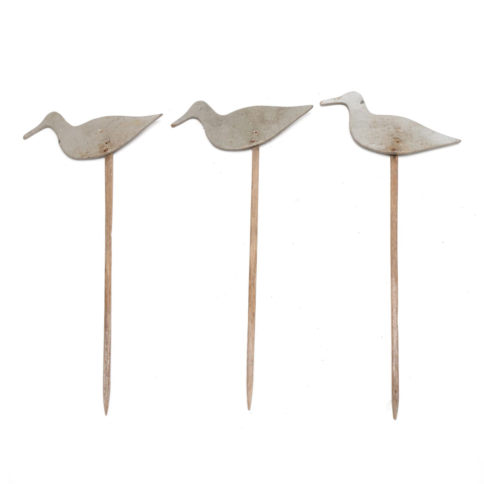 Lambert Morris (NC, 1904-1969), Three Published Yellowlegs Silhouettes: Lambert Morris (NC, 1904-1969), Three Published Yellowlegs SilhouettesAtlantic, North Carolina, circa 1950s, carved and painted wood, published on page 33 of Shorebird Decoys of North Carolina by Krog