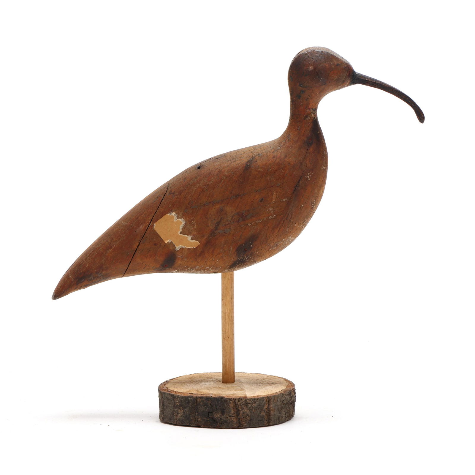 Early Eskimo Curlew from Eastern Shore Virginia: Early Eskimo Curlew from Eastern Shore VirginiaCape Charles, Virginia, circa 1900, carved and painted wood, wood dowel rod is permanently affixed to the decoy. Length 12 in. Additional high-resolutio