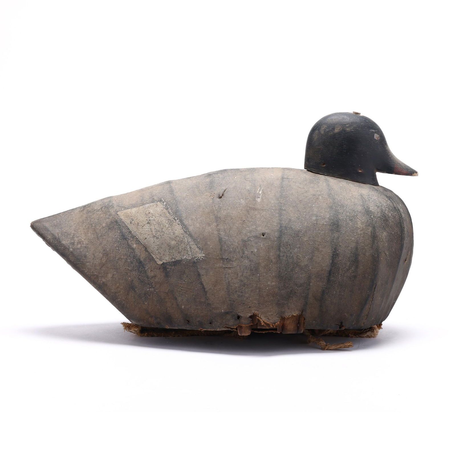 Bert Hunt (MA) White-Winged Scoter: Bert Hunt (MA) White-Winged ScoterBrant Rock, Massachusetts, before 1900, painted canvas over wood slat construction. Length 18.5 in. An over sized scoter designed to be seen well on the open water.