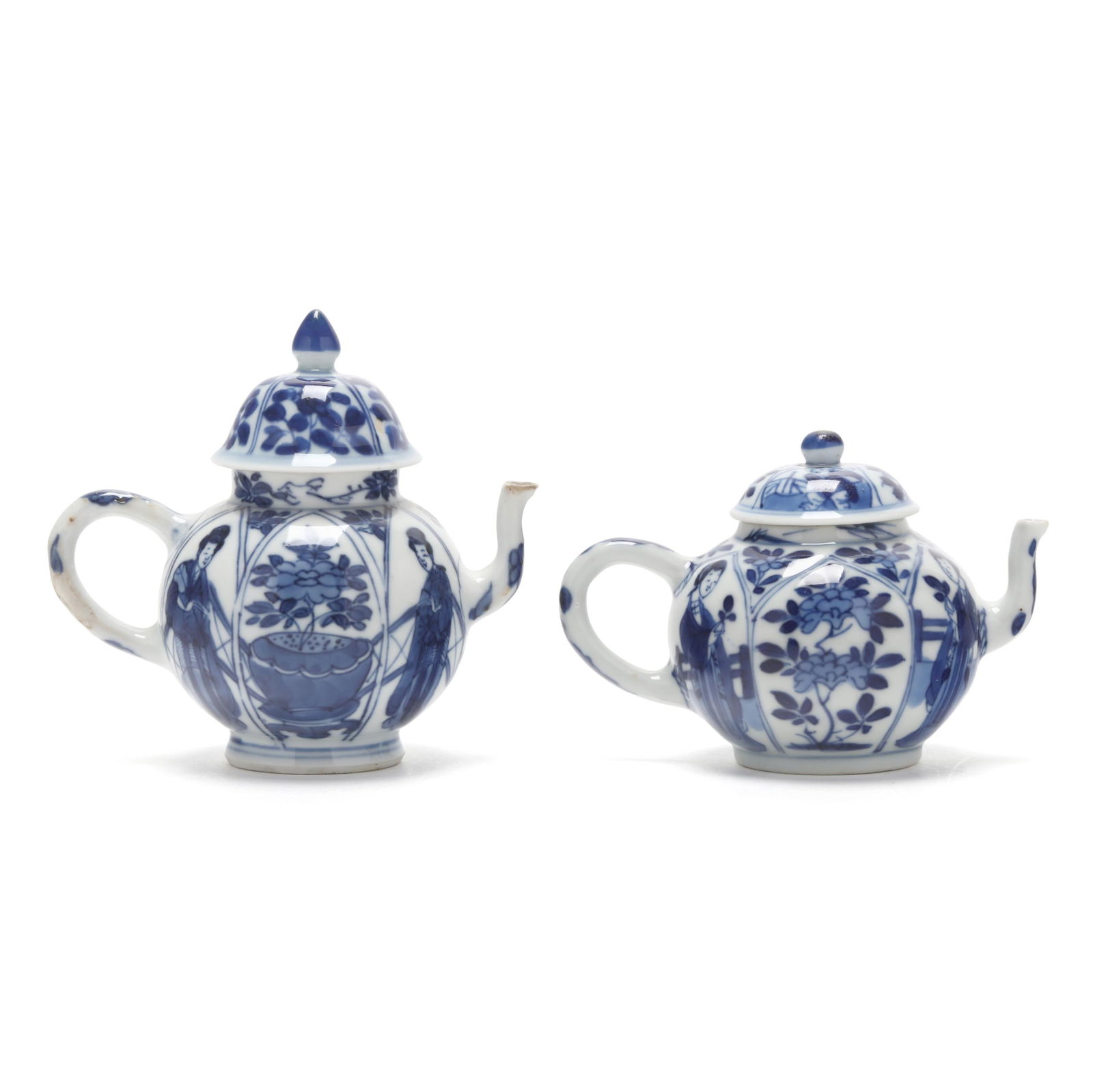 Two Small Chinese Kangxi Blue and White Porcelain Teapots with Figures (1 of 9)