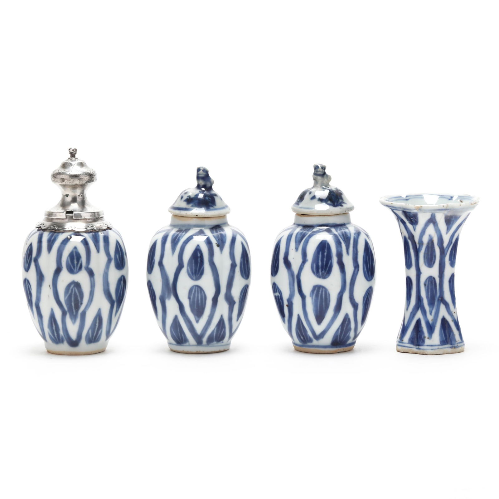 A Chinese Partial Miniature Mantle Set of Export Blue and White Porcelain (1 of 5)