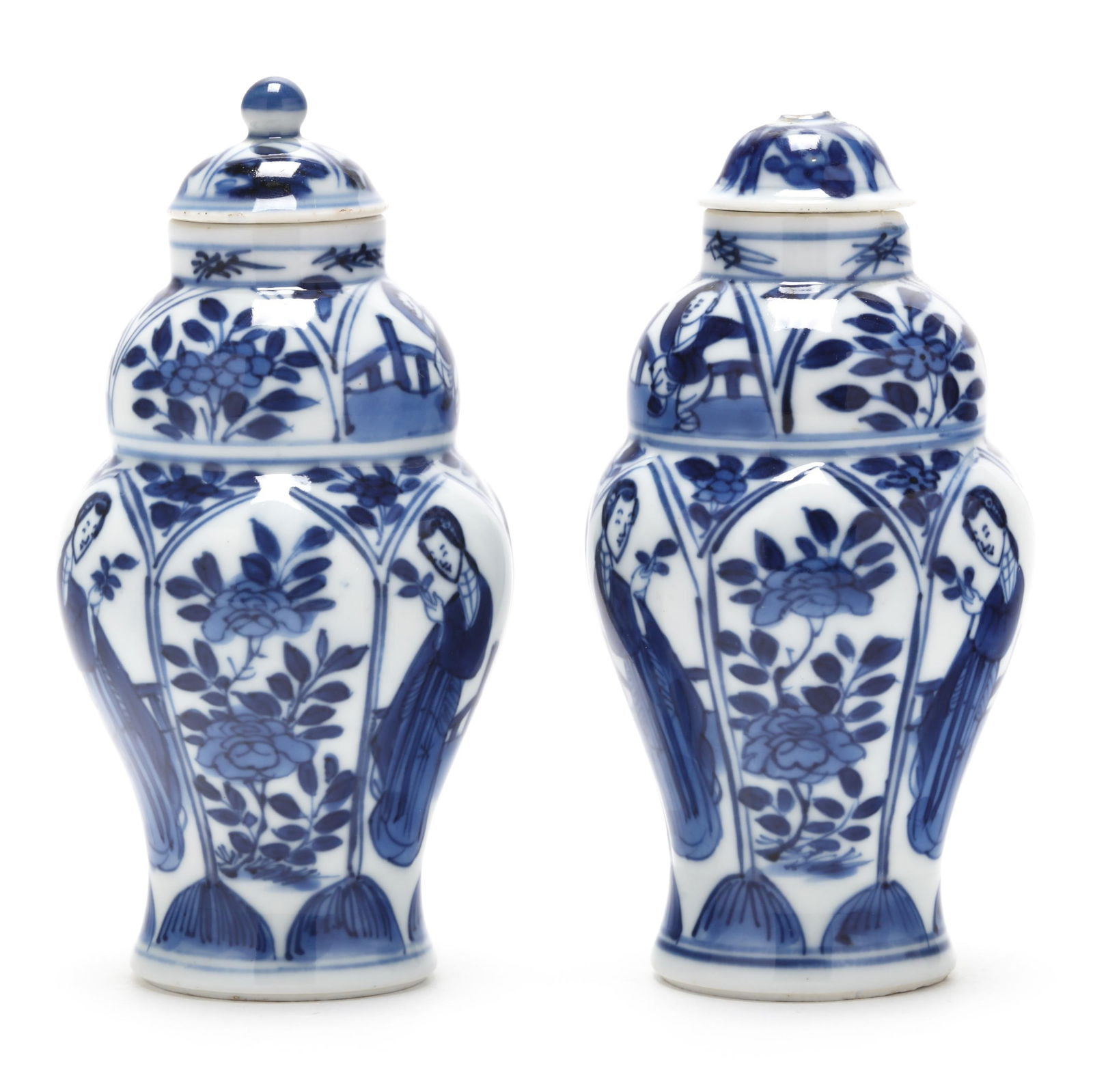 A Pair of Chinese Kangxi Miniature Baluster Vases with Covers (1 of 9)
