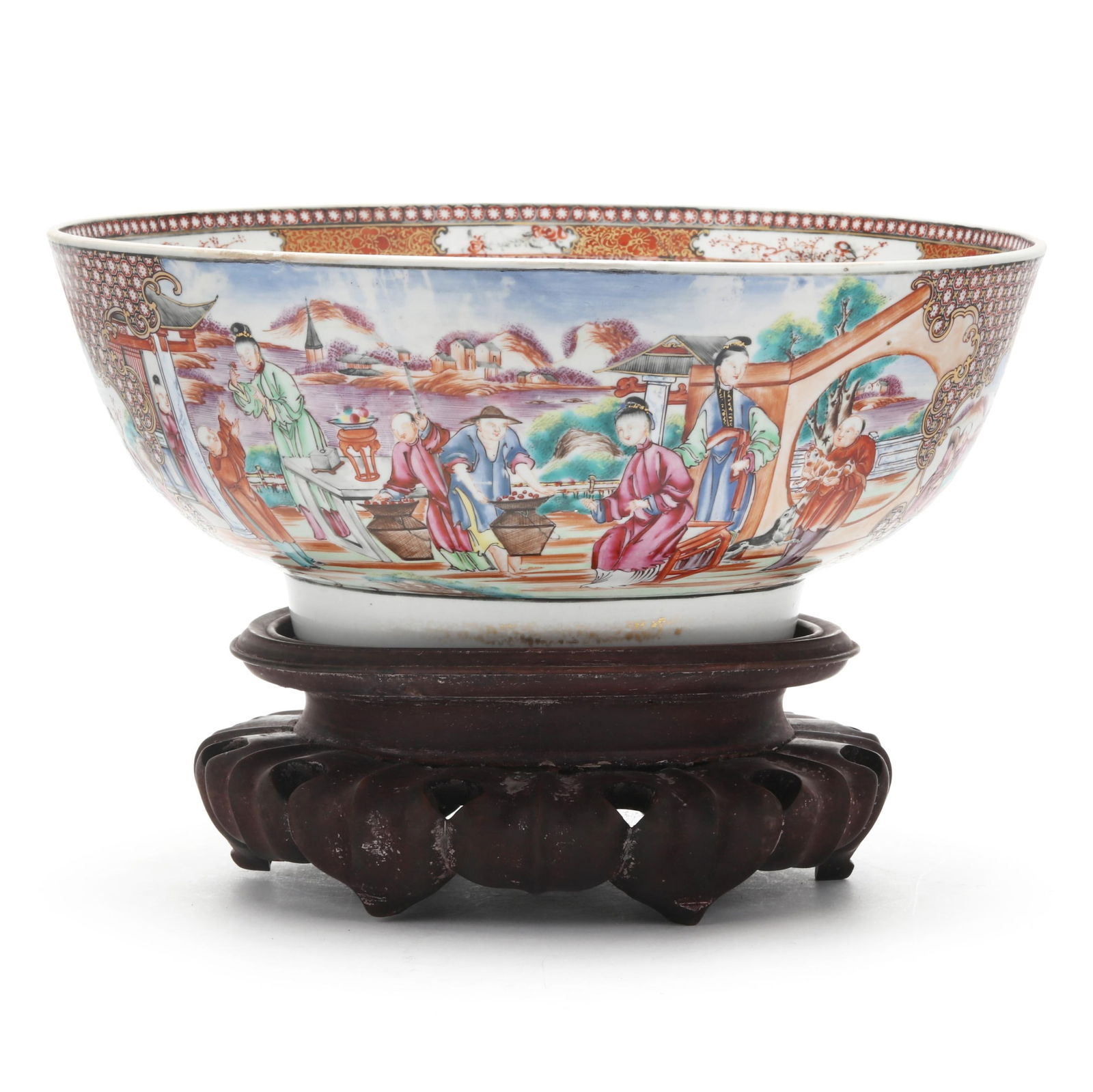 A Chinese Rose Mandarin Porcelain Punch Bowl (1 of 7)