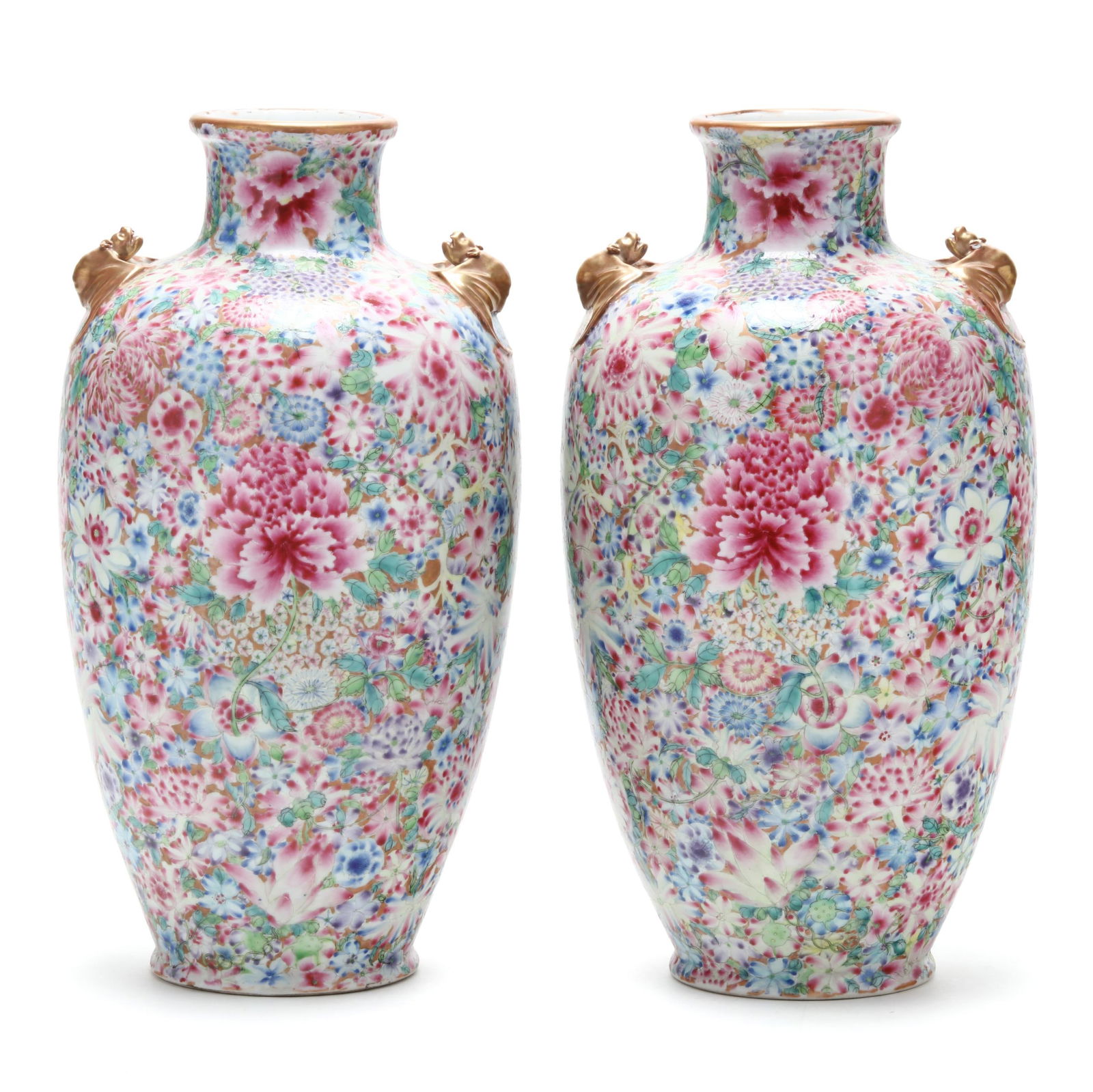 A Pair of Large Chinese Porcelain Millefleurs Vases with Bats (1 of 11)