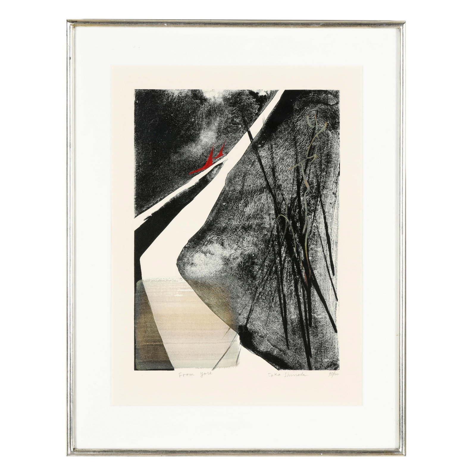 Toko Shinoda (Japanese, 1913-2021), From Yore: Toko Shinoda (Japanese, 1913-2021), From Yorelithograph, hand colored, pencil signed with title "From Yore," Toko Shinoda and numbered 95/100, framed in Japan by Kato under glass with a mat in a silve