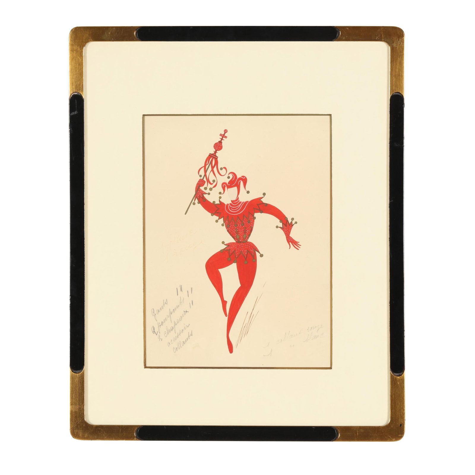 Erté (Romaine de Tirtoff) (Russian-French, 1892-1990), Costume Design for a Jester (1 of 10)