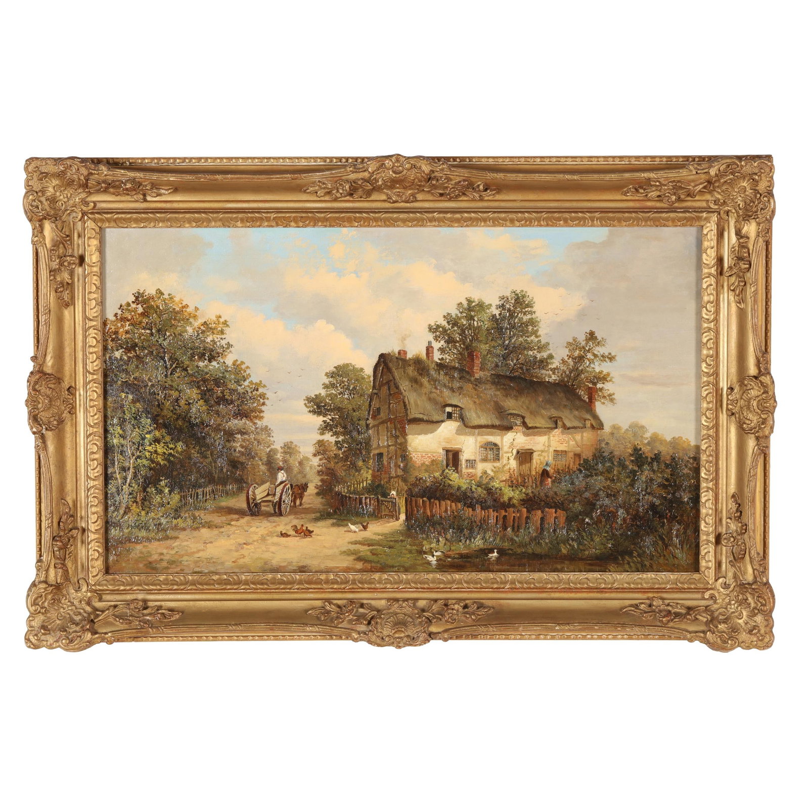 Walter Reeves (British, fl. 1882-1900), Thatched Cottage with Carriage and Hens (1 of 6)