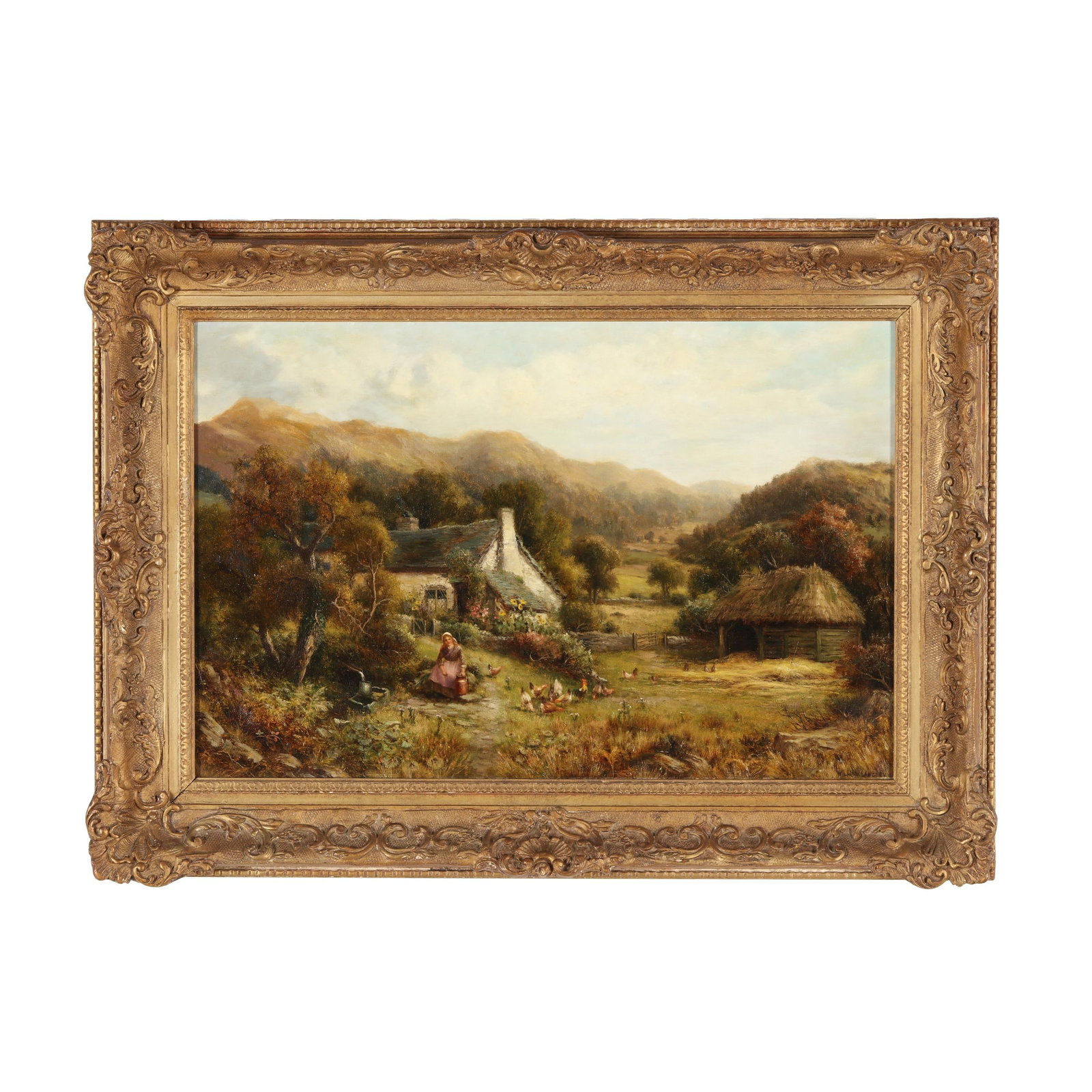 William Langley (British, fl. 1880-1920), Landscape with Farmhouse and Chickens (1 of 8)