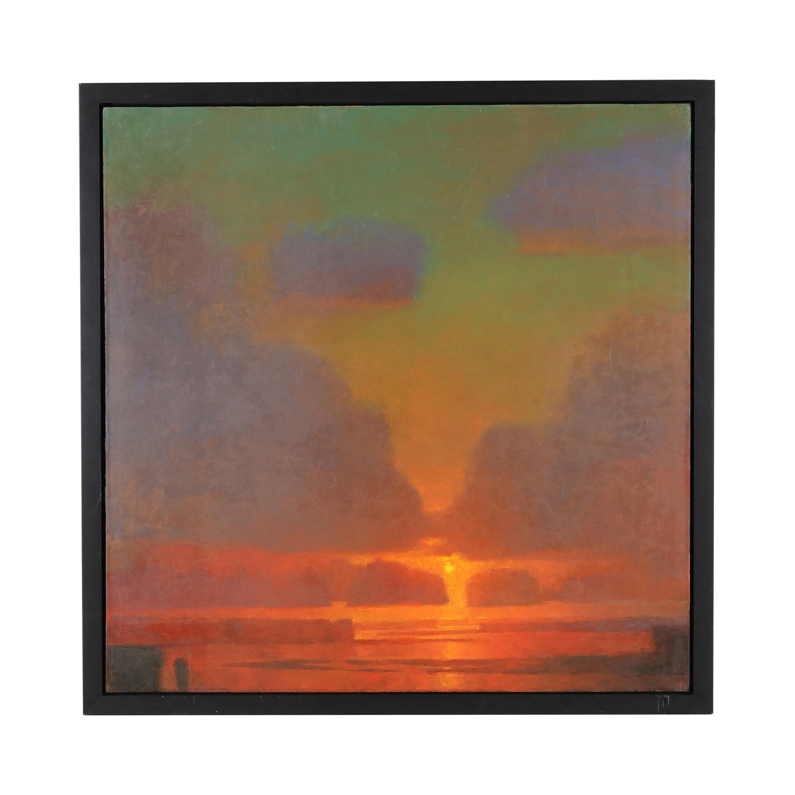 Richard "Rich" Bowman (American, b. 1969), Grand River: Richard "Rich" Bowman (American, b. 1969), Grand Riveroil on canvas, 2004, signed at the lower right, retaining artist label, presented in a black floater frame. Stretcher size 48 1/4 x 48 in.; Frame