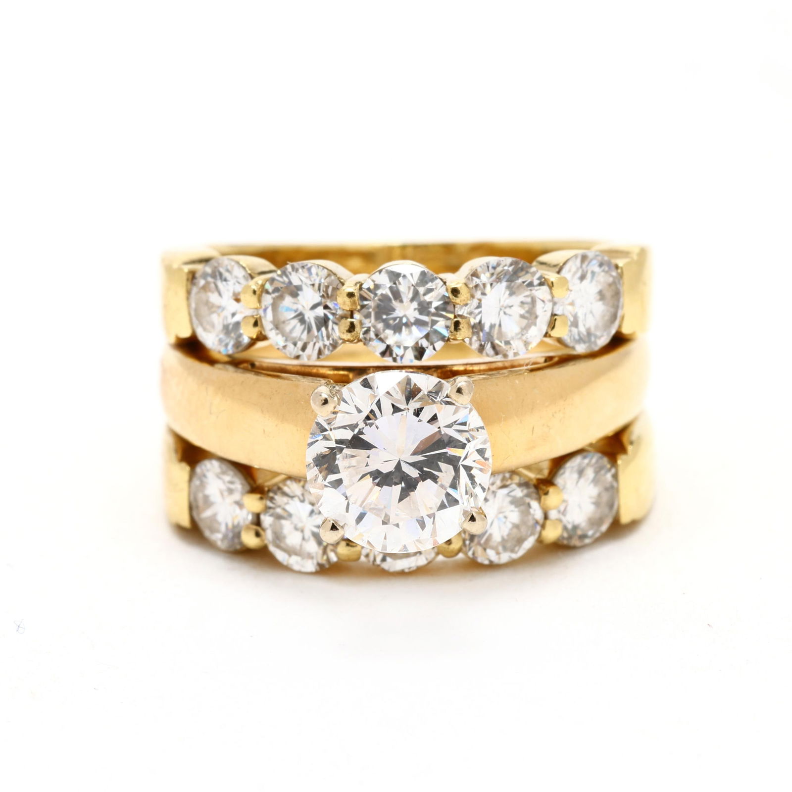 Gold and 1.41 Carat Round Brilliant Cut Diamond Ring and Band Set (1 of 8)