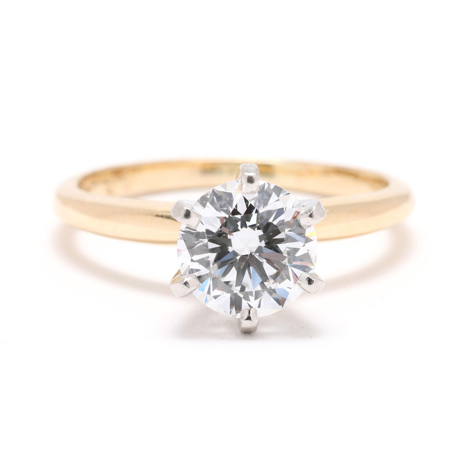 Gold, Platinum, and 1.28 Carat Round Brilliant Cut Diamond Ring (1 of 5)