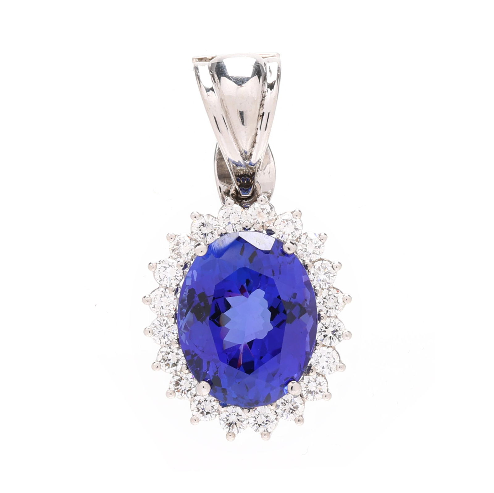 White Gold, Tanzanite, and Diamond Pendant (1 of 3)