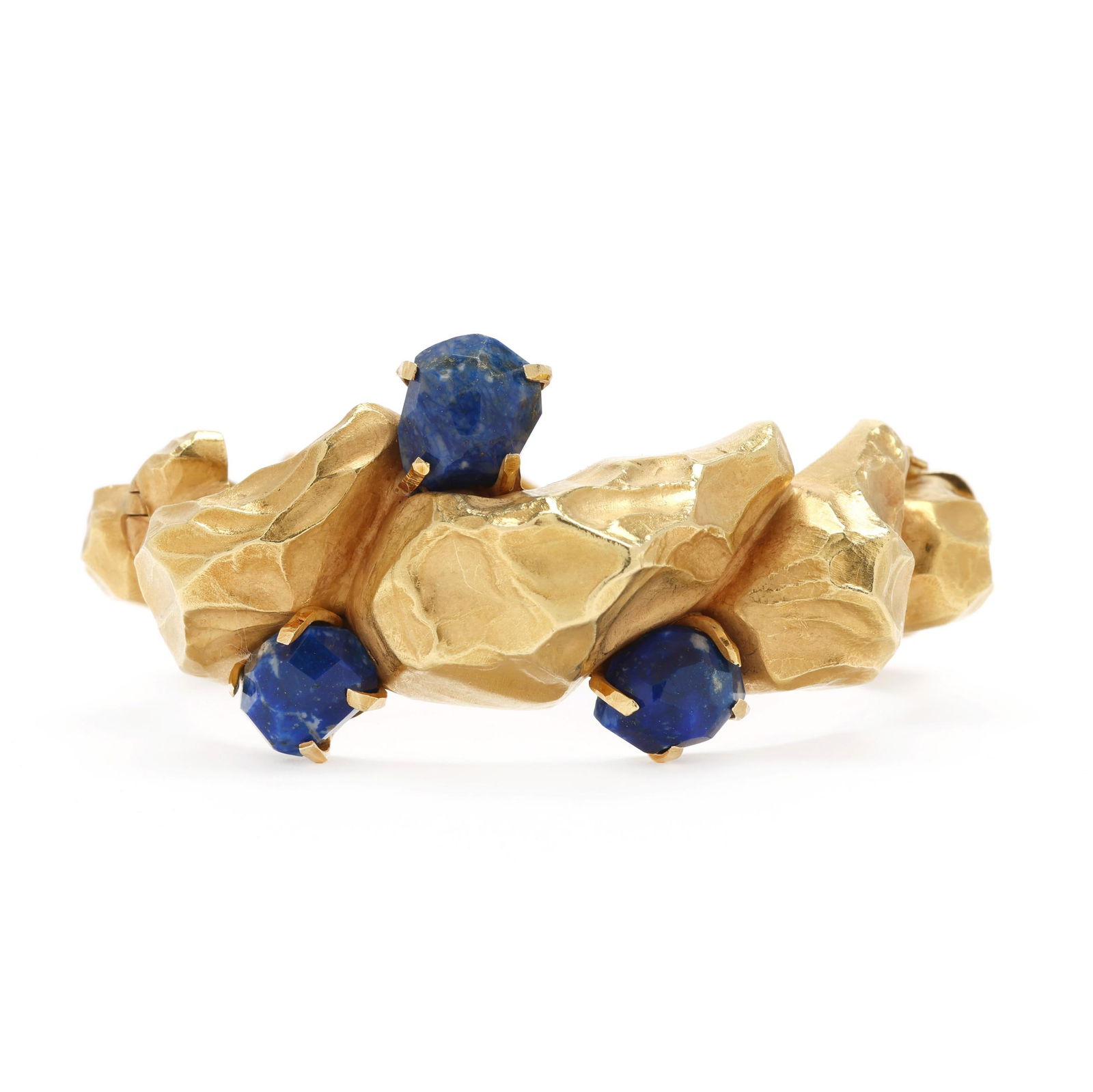 Vintage Gold and Lapis Lazuli Nugget Bangle, Spitzer and Furman (1 of 8)