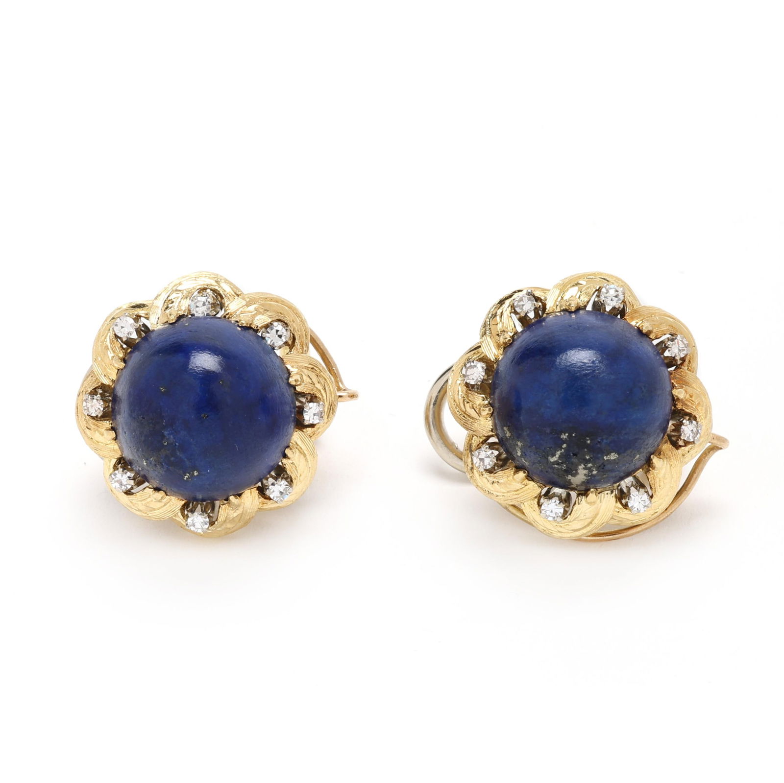 Vintage Gold, Lapis Lazuli, and Diamond Earrings (1 of 3)